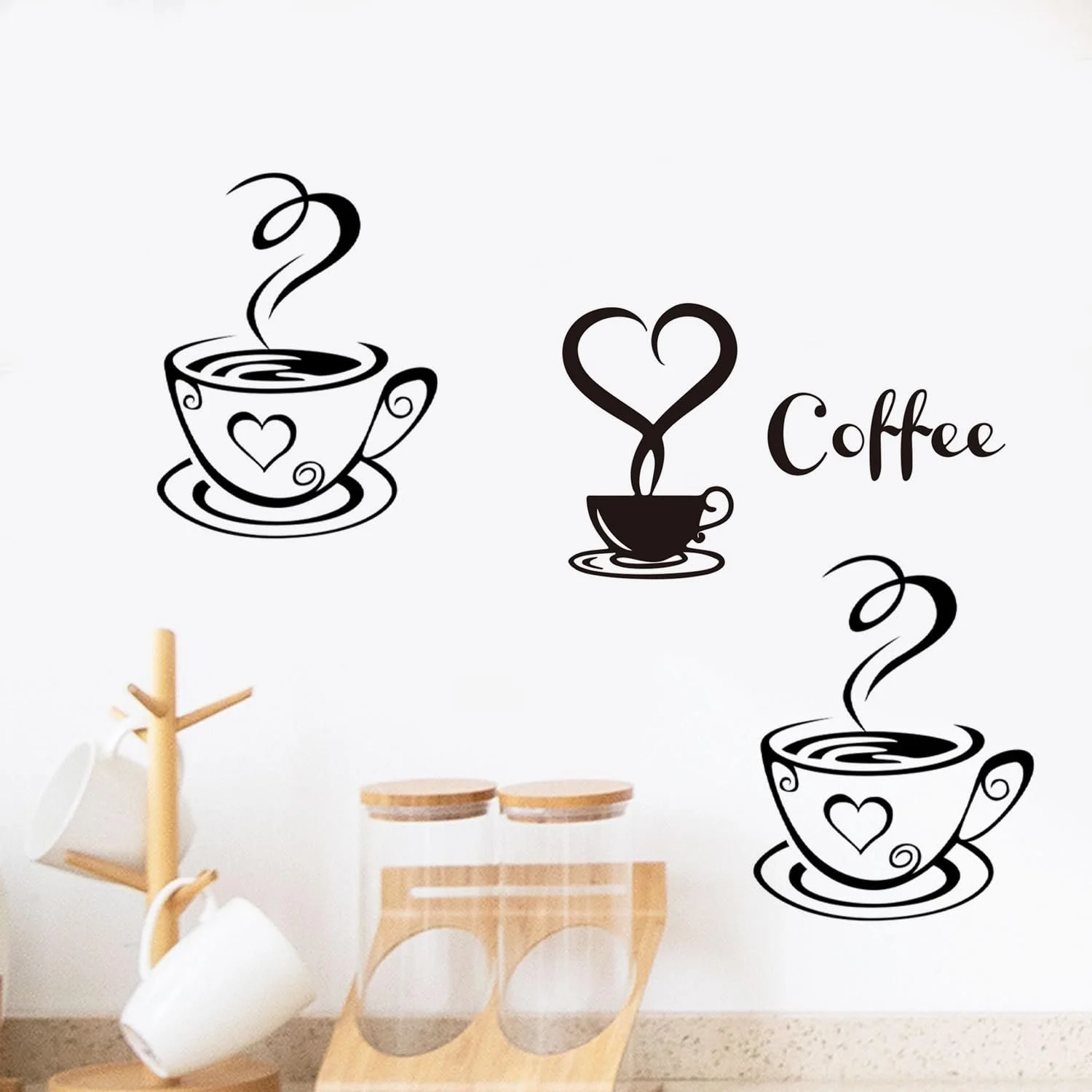 Наклейки на стіну 2 аркуші Кава Чорний, фото №3 Наклейки на стіну 2 аркуші Кава Чорний, фото №3