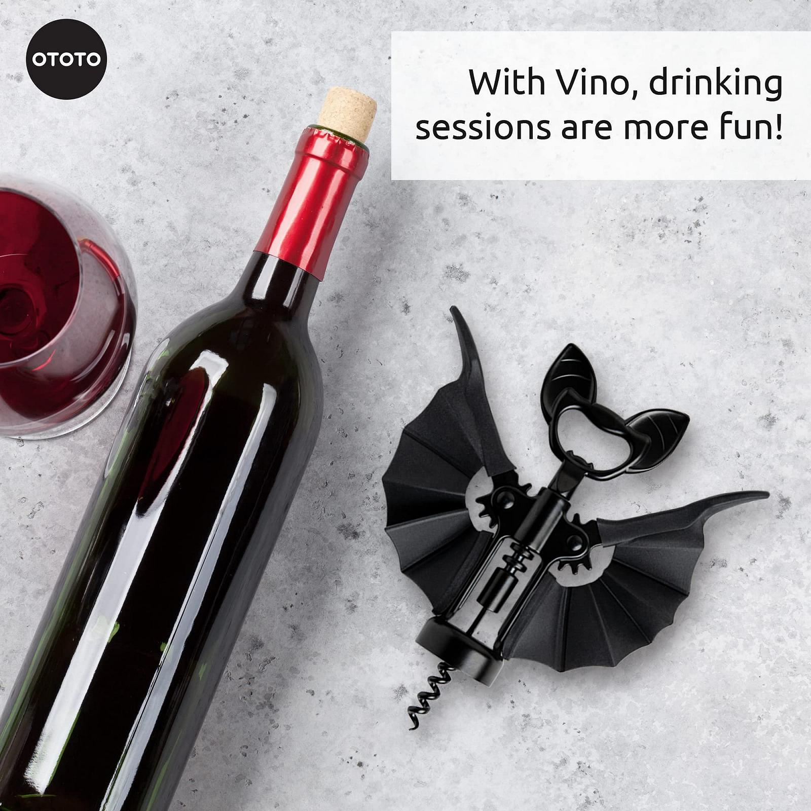 Штопор 2-в-1 OTOTO Vino Bat, Черный, фото №7 Штопор 2-в-1 OTOTO Vino Bat, Черный, фото №7