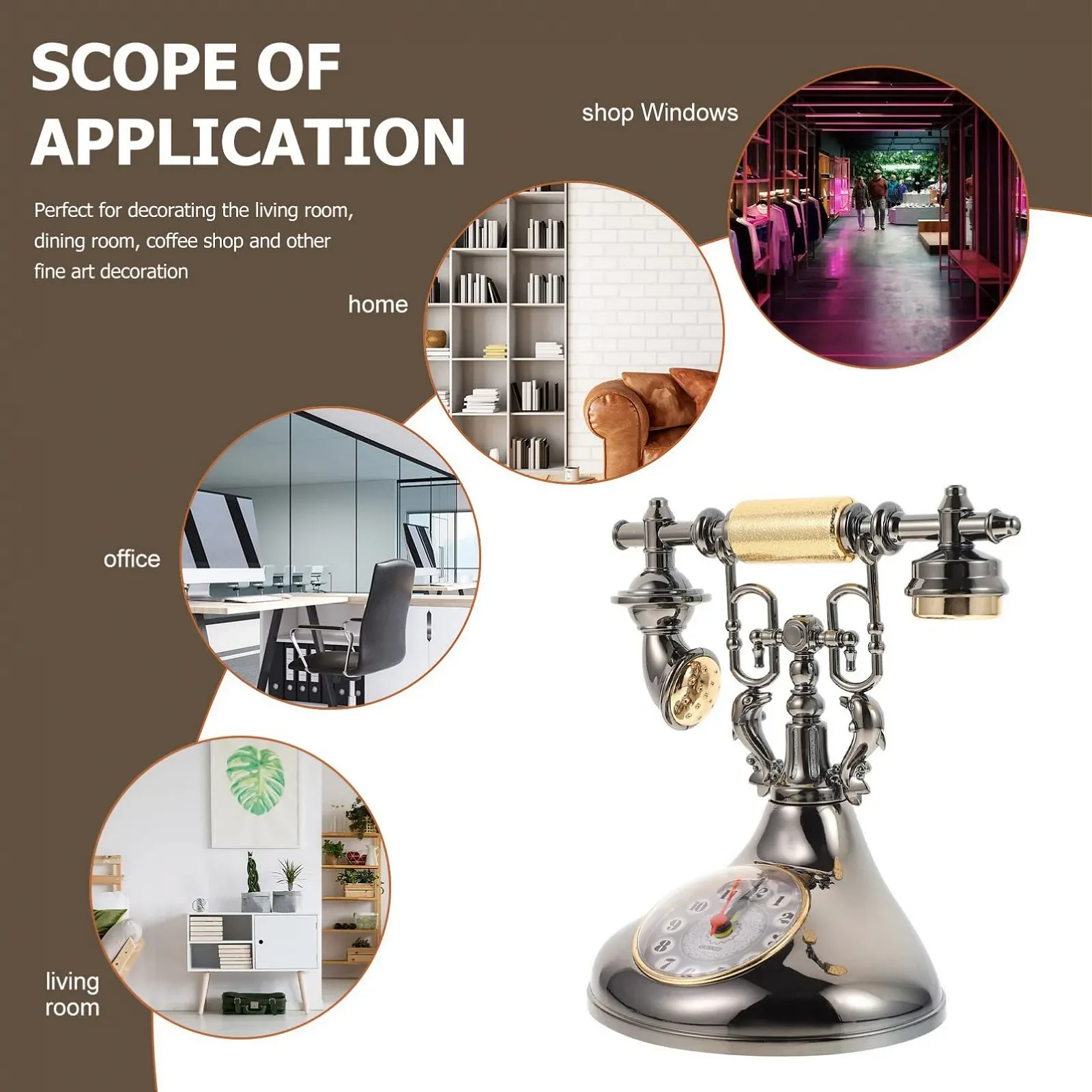 Настольные часы FUNOMOCYA в стиле ретро-телефона, пластиковые, для офиса и гостиной, уникальный настольный декор, дизайн в стиле ностальгии, фото №8