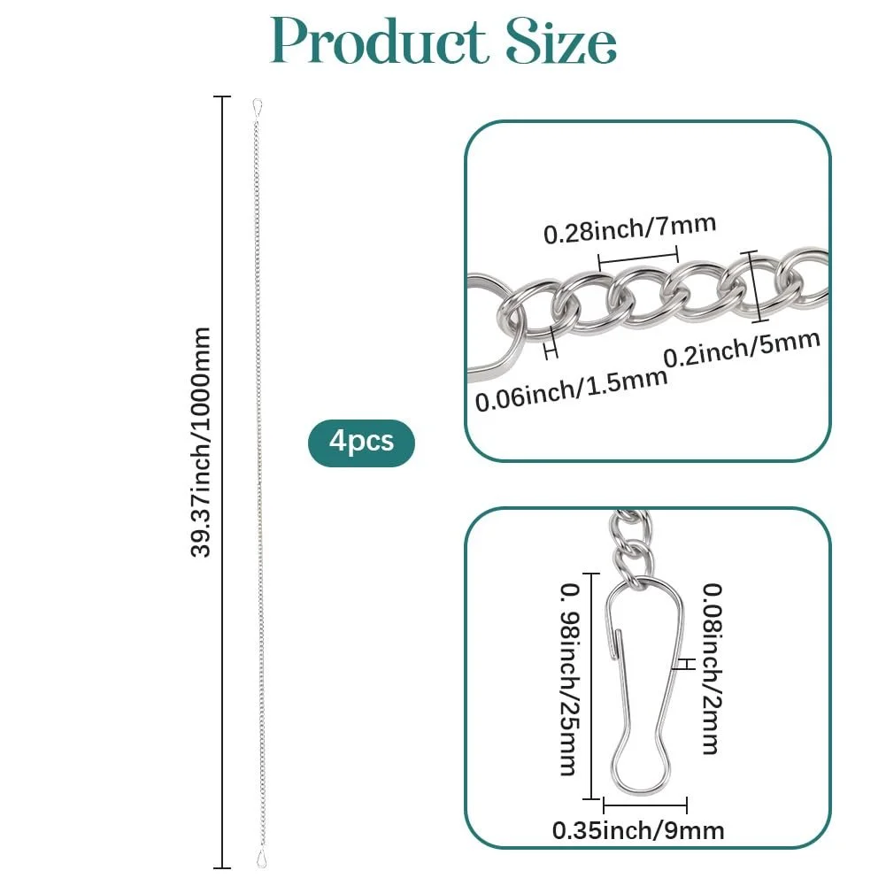 Набор цепочек для подвешивания Beebeecraft 4 шт. 100 см нержавеющая сталь 201, фото №2