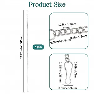 Набор цепочек для подвешивания Beebeecraft 4 шт. 100 см нержавеющая сталь 201 synthetic.ua - Фото 1