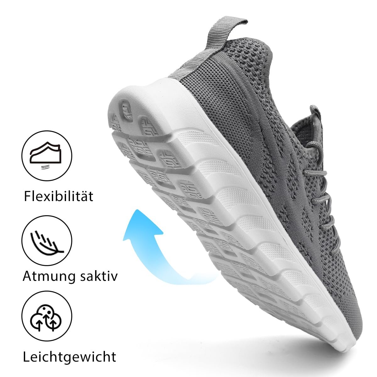 Кроссовки LANGFEUU Мужские Кроссовки для Бега Теннисные Кроссовки Спортивная Обувь Повседневная Обувь для Бега Легкие Дышащие Кроссовки для Ходьбы Фитнес Кроссовки для Бега на Открытом Воздухе 39-46 EU, фото №4