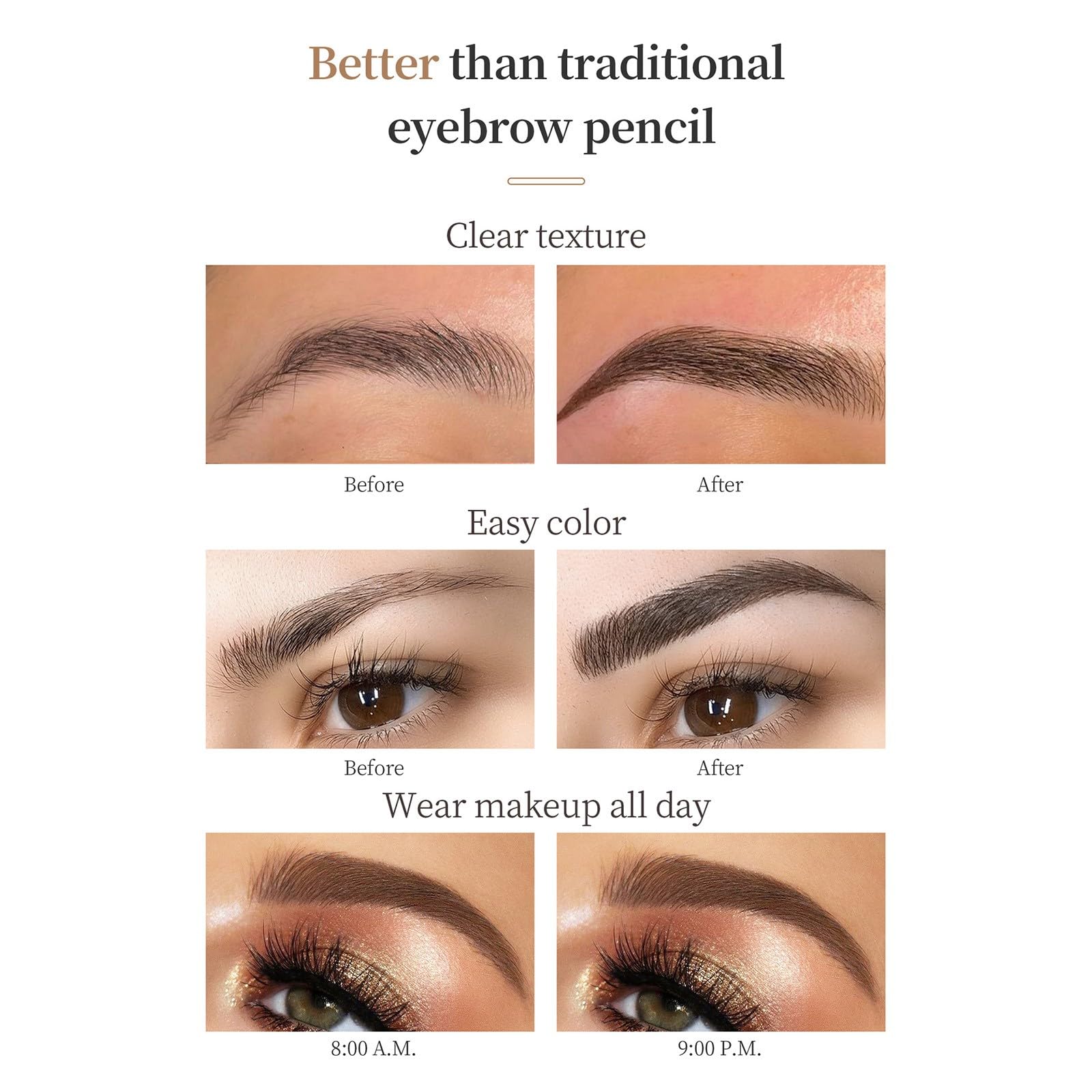 Олівець для брів Водостійкий Натуральний Рідкий 4-наконечники Рожеве золото Один розмір, фото №5