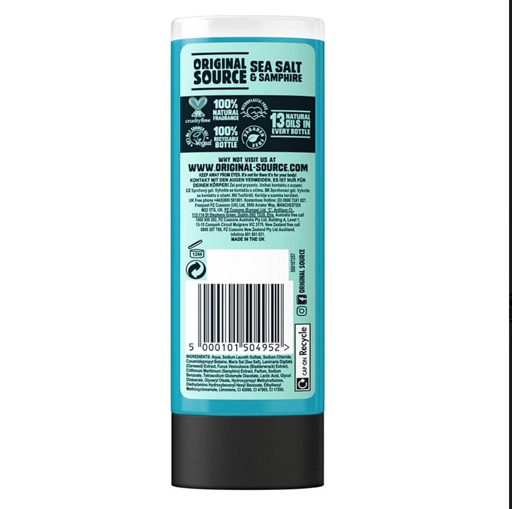 Набор гелей для душа Original Source Fresh Sea Salt, Zingy Lime, Sweet Rhubarb & Raspberry, Lavender & Tea Tree 4 x 250 мл, фото №9