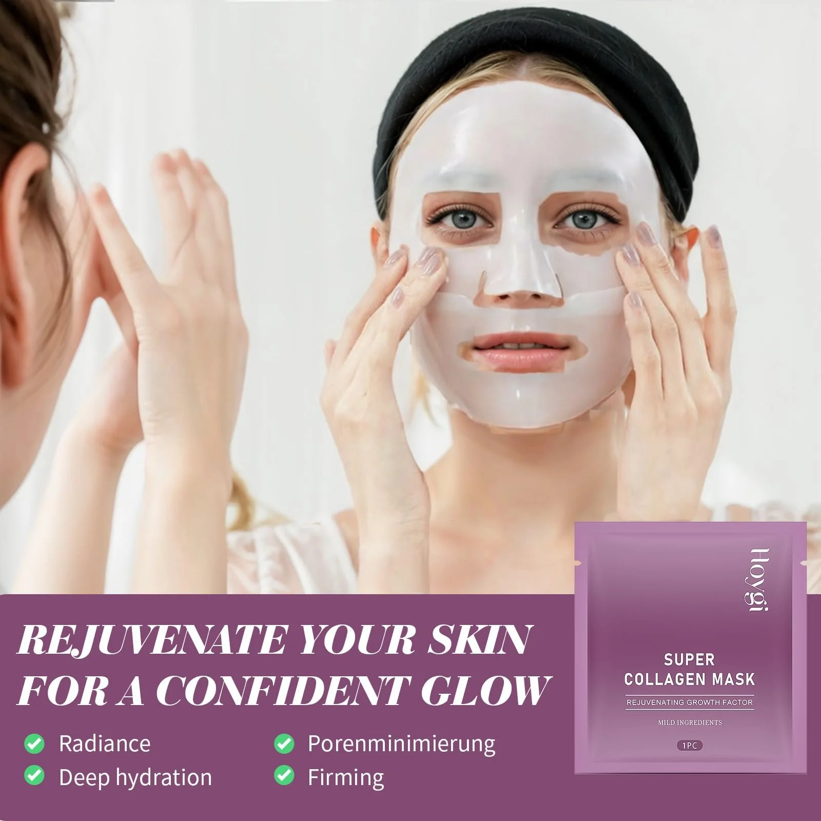 Маска для лица коллагеновая в таблетках, Уменьшает мелкие морщины, Увлажняет и глубоко питает, 8 шт, фото №2