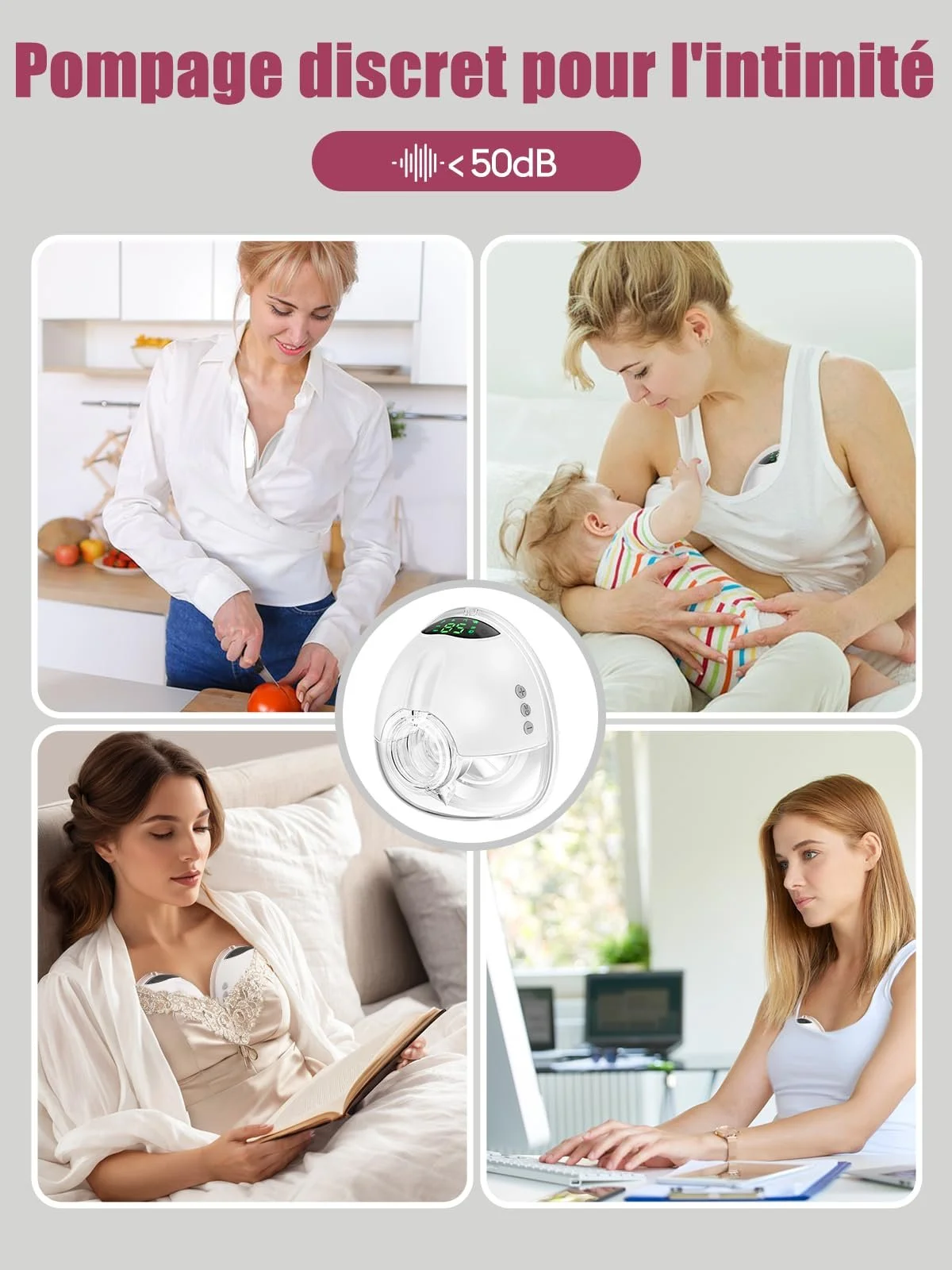 Молоковідсмоктувач електричний Lulia LU05, 4 режими та 9 рівнів, портативний, сильне всмоктування, без BPA, подвійний молоковідсмоктувач з 17/19/21/24 мм комфортним фланцем (2 шт.), фото №8 Молоковідсмоктувач електричний Lulia LU05, 4 режими та 9 рівнів, портативний, сильне всмоктування, без BPA, подвійний молоковідсмоктувач з 17/19/21/24 мм комфортним фланцем (2 шт.), фото №8