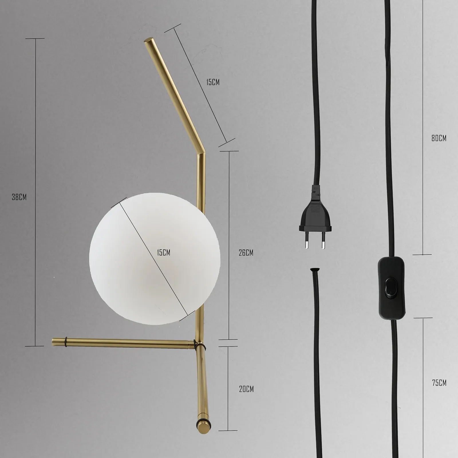 Настільна лампа Alpinaluz Minimalist 38 см Золотиста, фото №5