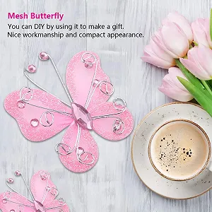 Декоративні наклейки Butterflies Набір 24 шт. Штучні Сітчасті Блискучі Рожеві synthetic.ua - Фото 1