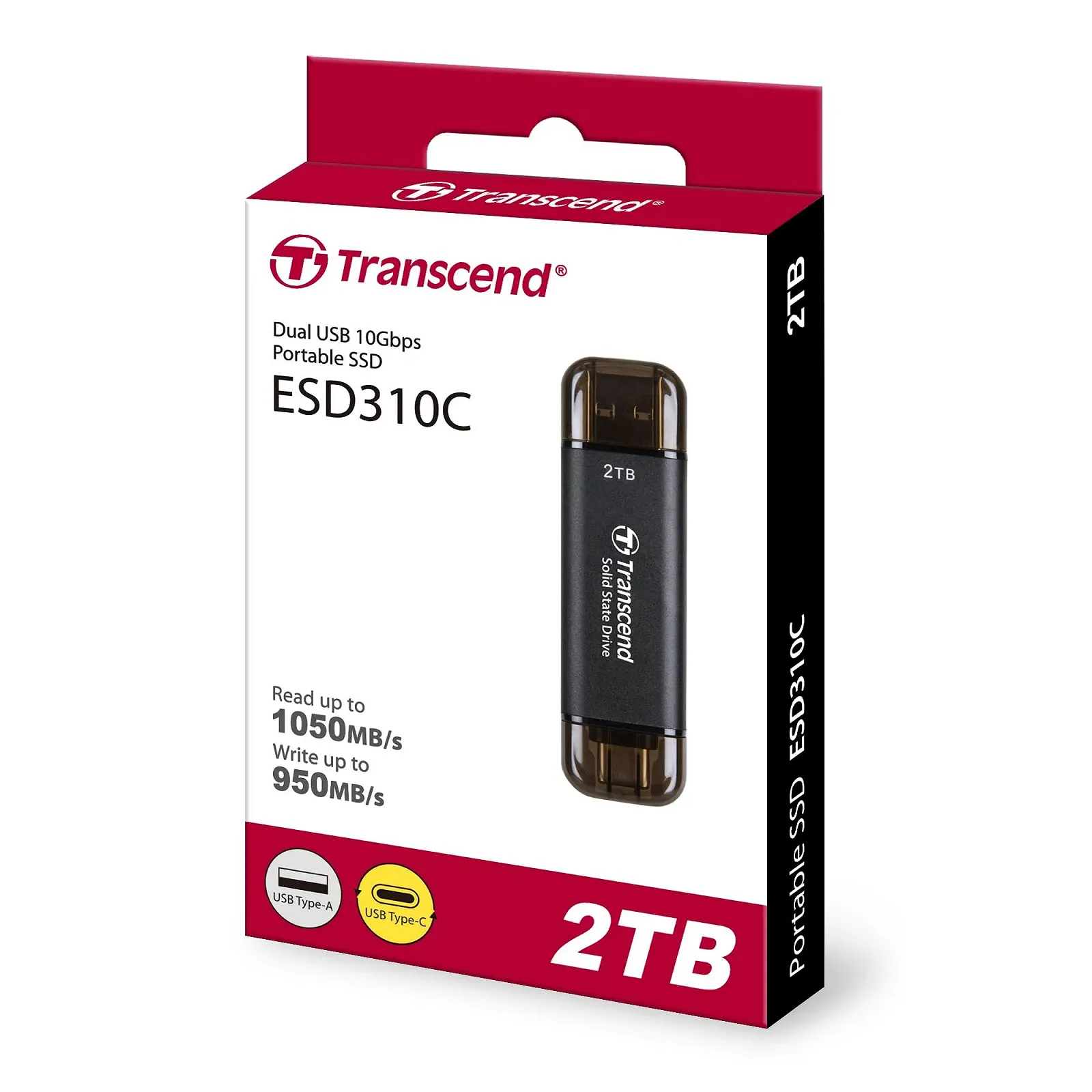 Внешний SSD Transcend ESD310 TS2TESD310C 2 ТБ Dual USB-C/A 1050 МБ/с, фото №7 Внешний SSD Transcend ESD310 TS2TESD310C 2 ТБ Dual USB-C/A 1050 МБ/с, фото №7