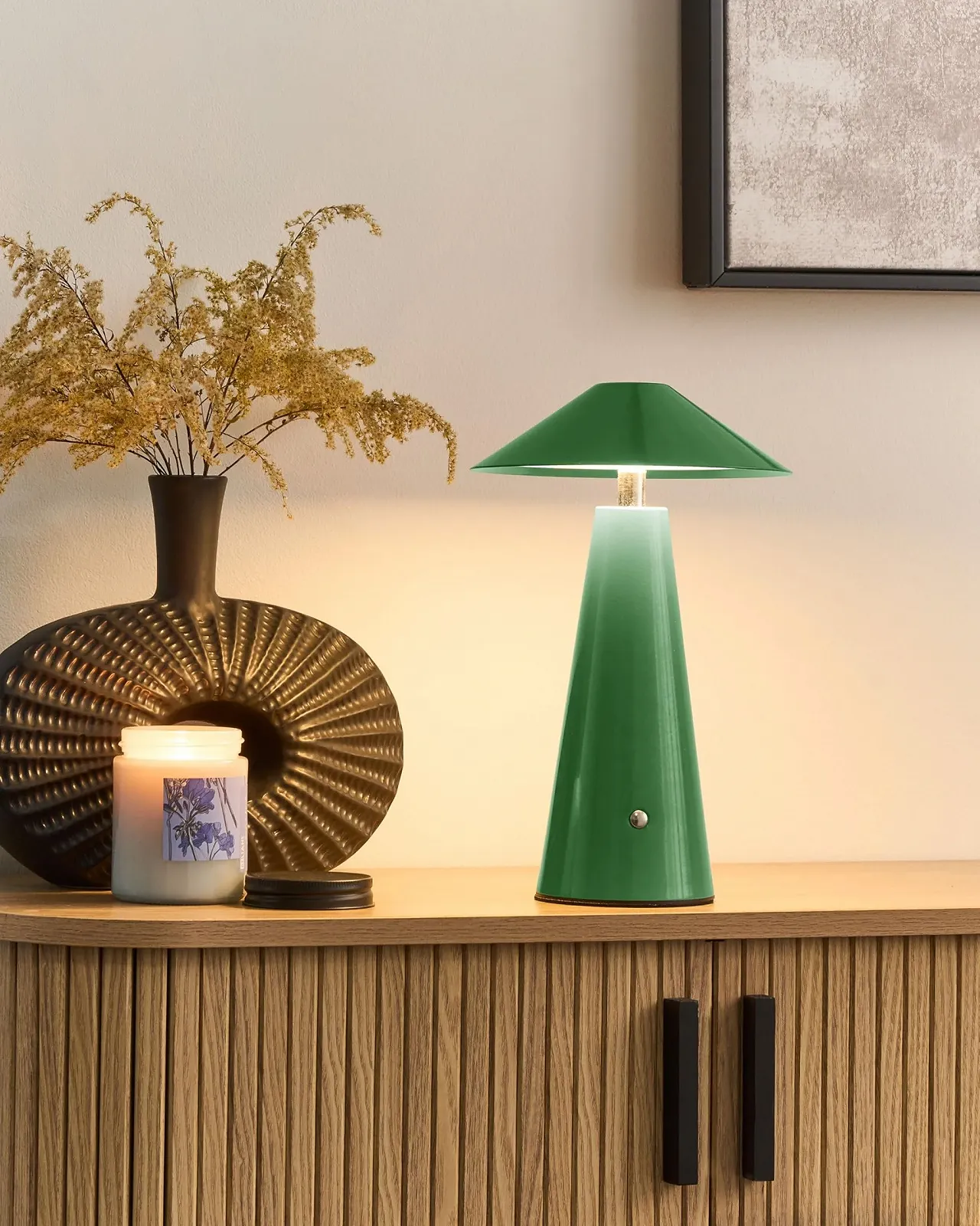 Настільна лампа Beliani Apayao LED Металева Зелена з функцією димування Акумуляторна Бездротова, фото №2