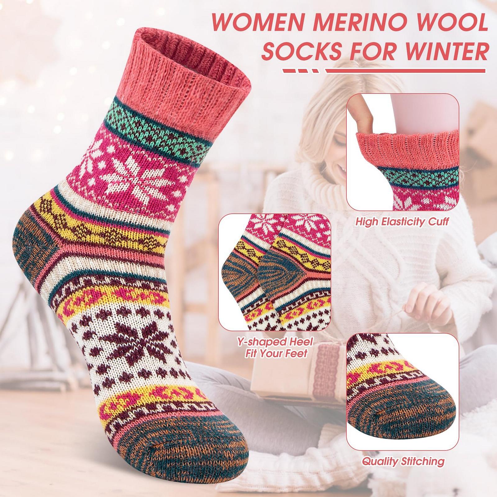 Носки Термоноски из толстой мериносовой шерсти Женские теплые носки Женские Рождественские Зимние Носки для походов на открытом воздухе 36-42, фото №3