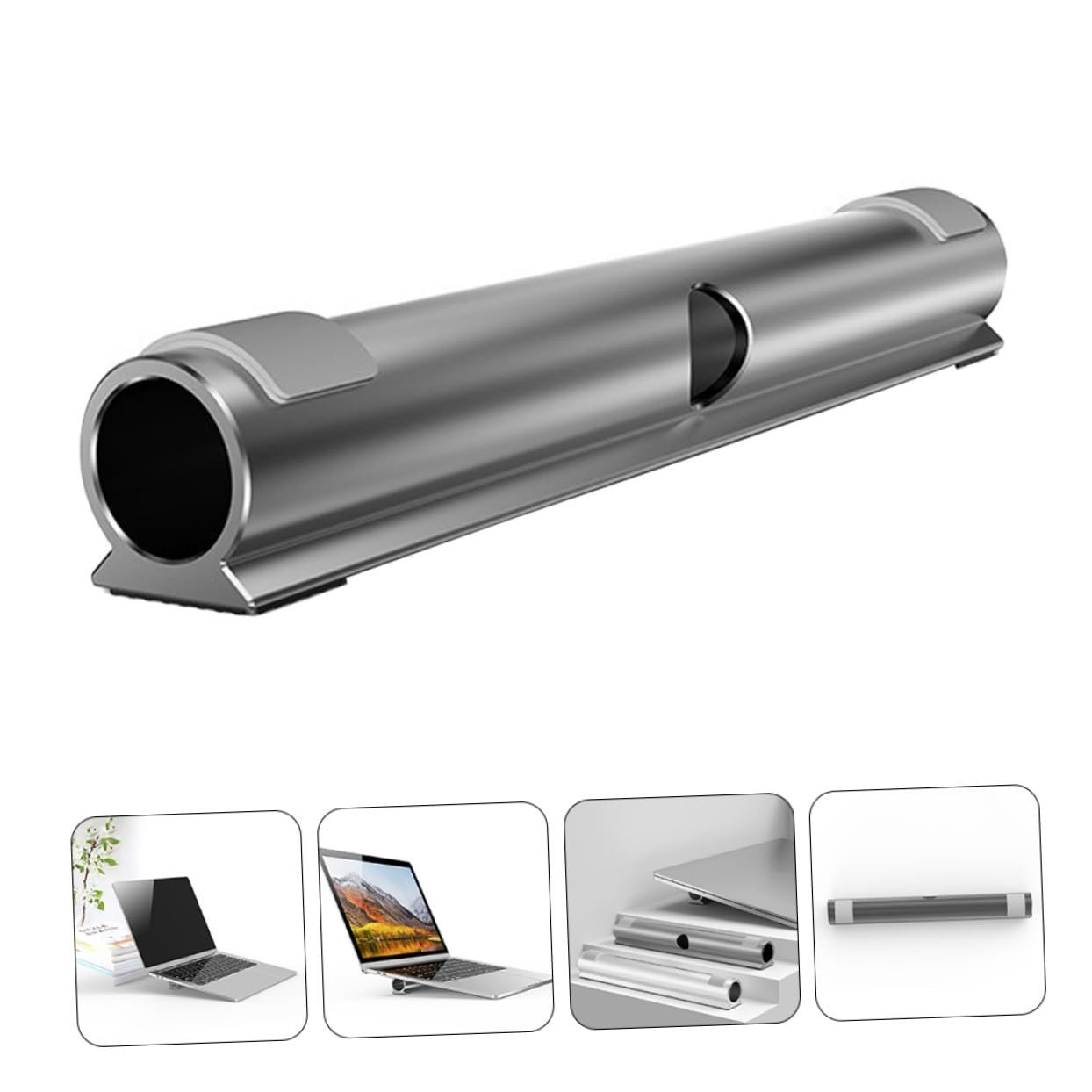 Подставка для ноутбука алюминиевая LALAFINA с держателем для кабеля, приподнятая подставка для лучшего рассеивания тепла, эргономичный дизайн для стола и кровати, практичный органайзер для кабеля ноутбука, фото №6