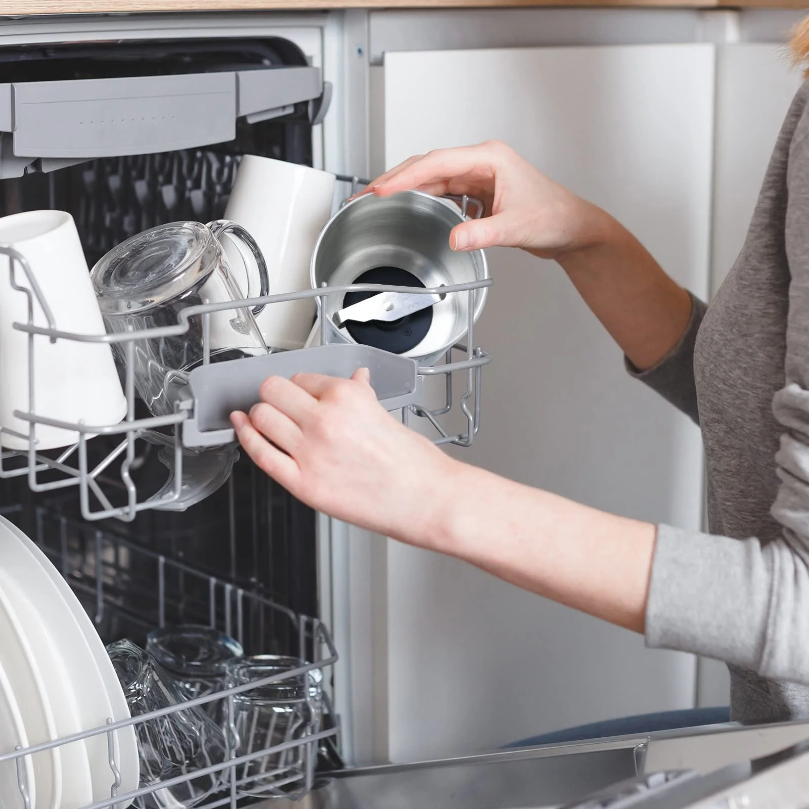 Кофемолка электрическая Homtone с таймером, регулируемым уровнем помола, двумя съемными контейнерами из нержавеющей стали 70 г, тихая 63 дБ, фото №6 Кофемолка электрическая Homtone с таймером, регулируемым уровнем помола, двумя съемными контейнерами из нержавеющей стали 70 г, тихая 63 дБ, фото №6