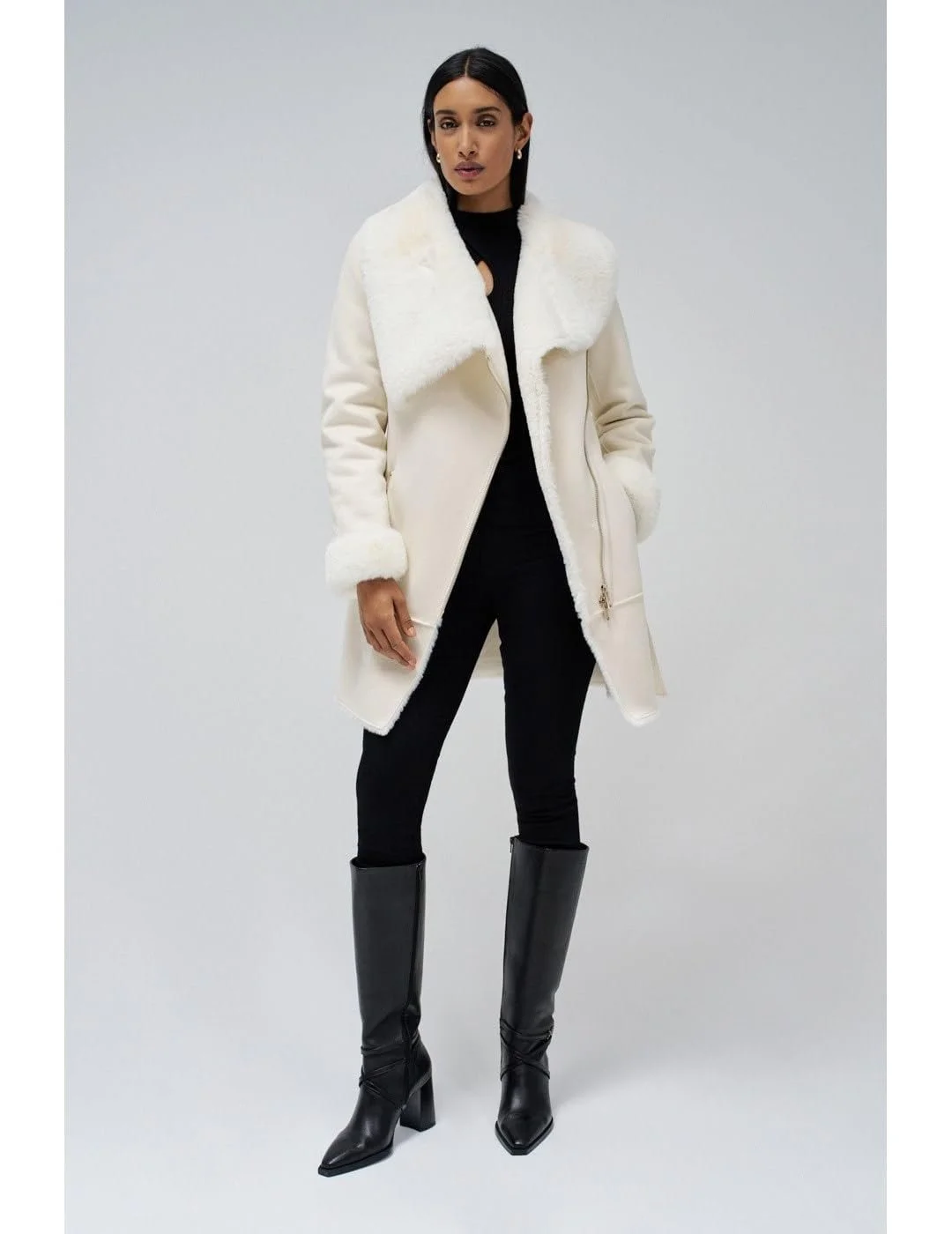 Жіноче пальто Salsa Jeans Замшеве з хутряним коміром, фото №5