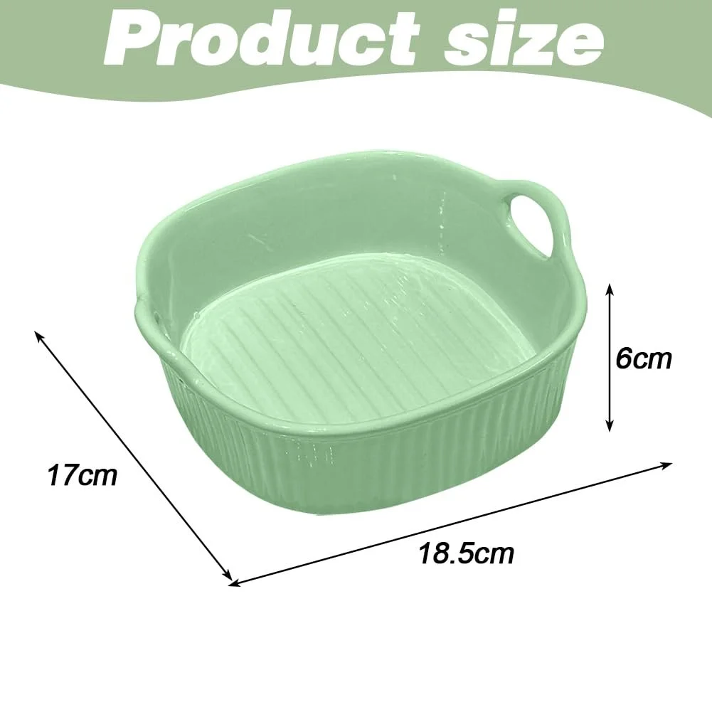 Форма для запекания квадратная керамическая 18.5 x 17 см 650 мл с ручками термостойкая, фото №2