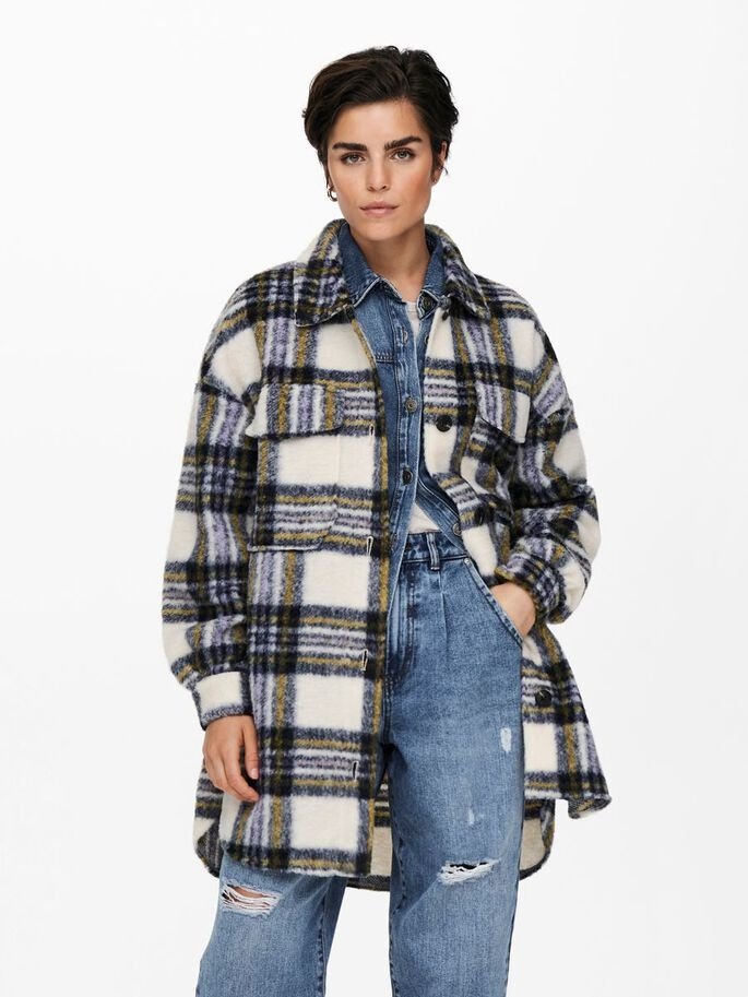 Куртка ONLY ONLROSA LONG SHACKET CC OTW 15230326 Белый XS, фото №1