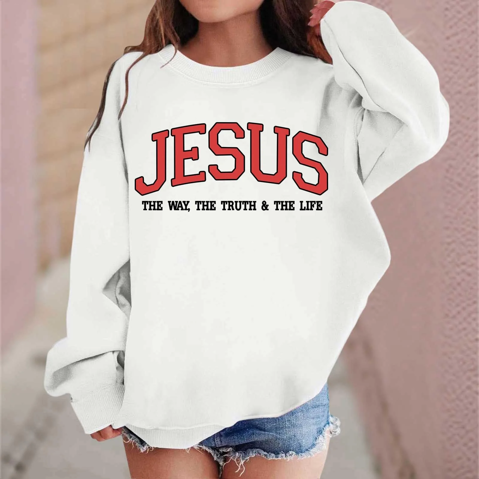 Свитшот для девочки с принтом, круглый вырез, мягкая ткань, удобная повседневная одежда, зимняя мода, повседневный, фото №3