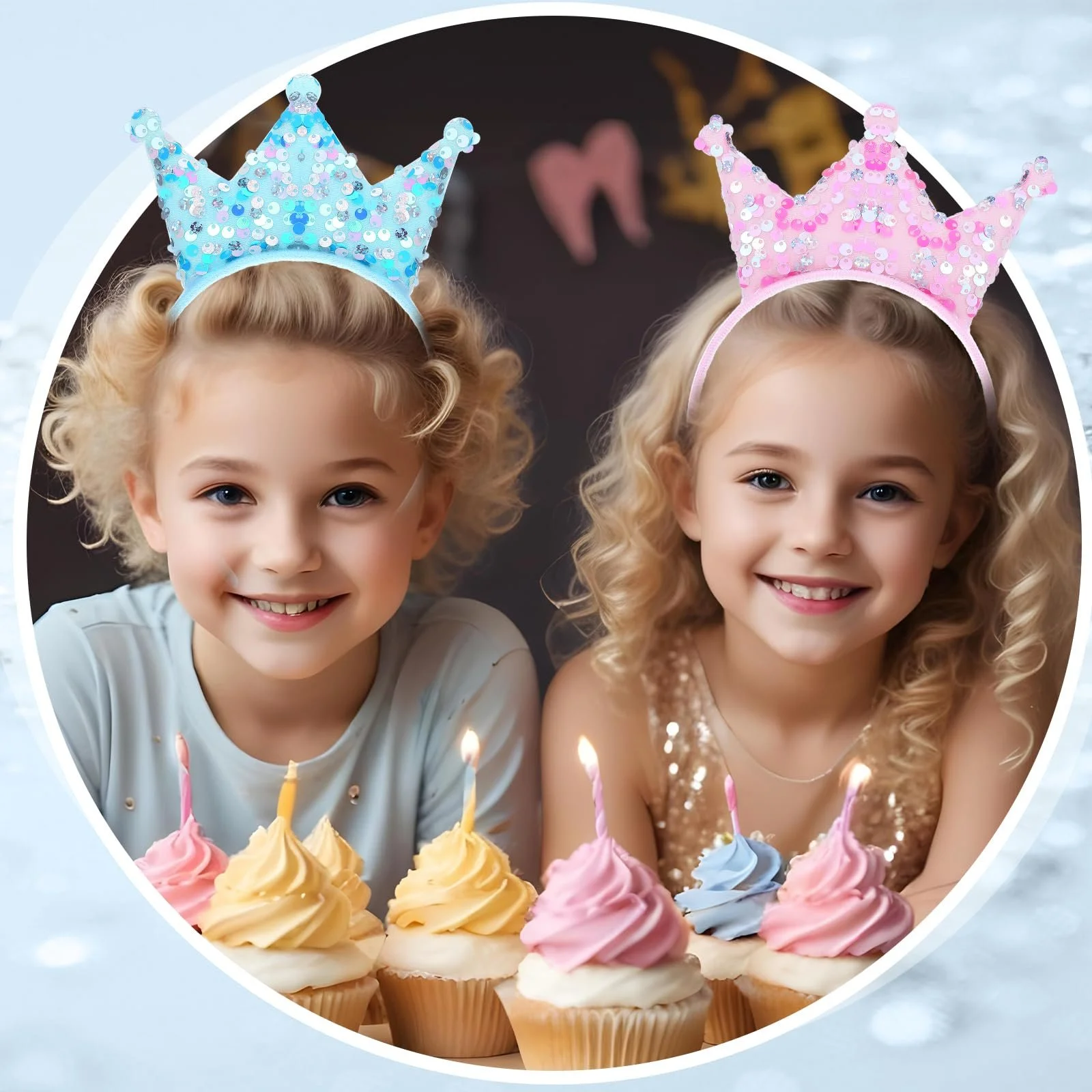 Обруч Корона з блискітками Prasacco Набір з 6 штук, фото №4