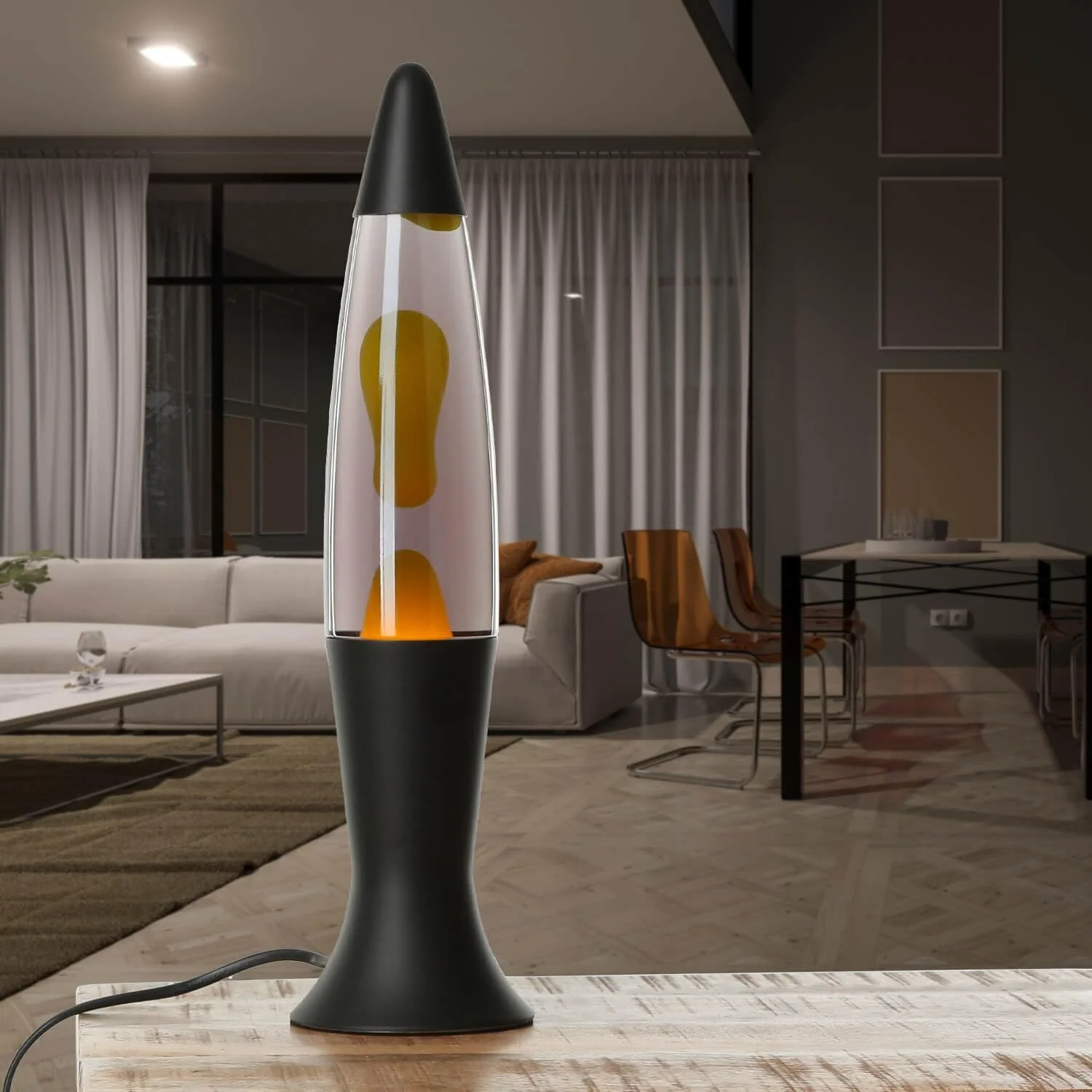 Настільна лампа Easylight Roxy лавова алюміній скло 40 см G9 чорна сіра жовта, фото №4