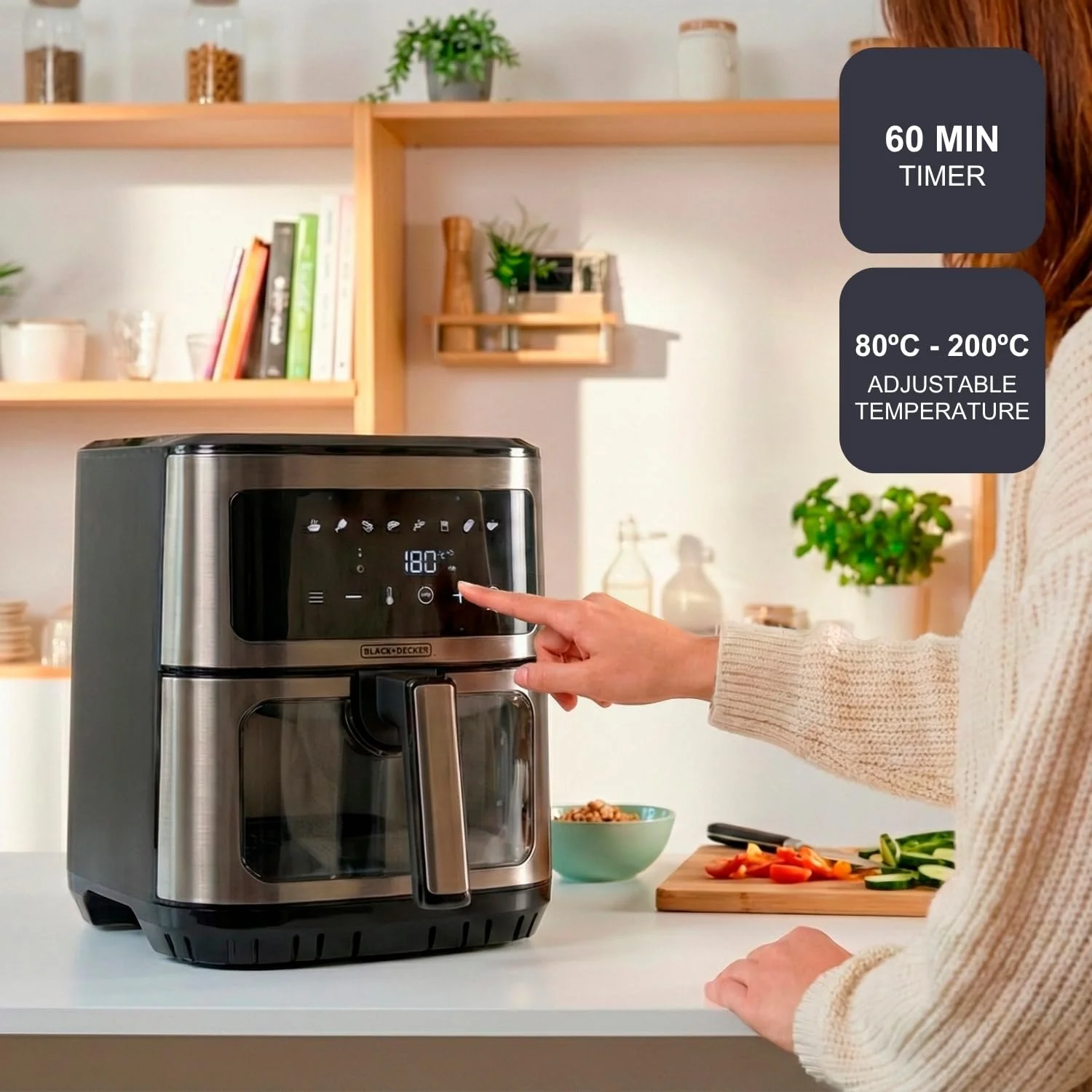Мультипіч Black+Decker BXAF2501E 1600 Вт 6,5 л 8 програм 80-200°C оглядове вікно, фото №4 Мультипіч Black+Decker BXAF2501E 1600 Вт 6,5 л 8 програм 80-200°C оглядове вікно, фото №4