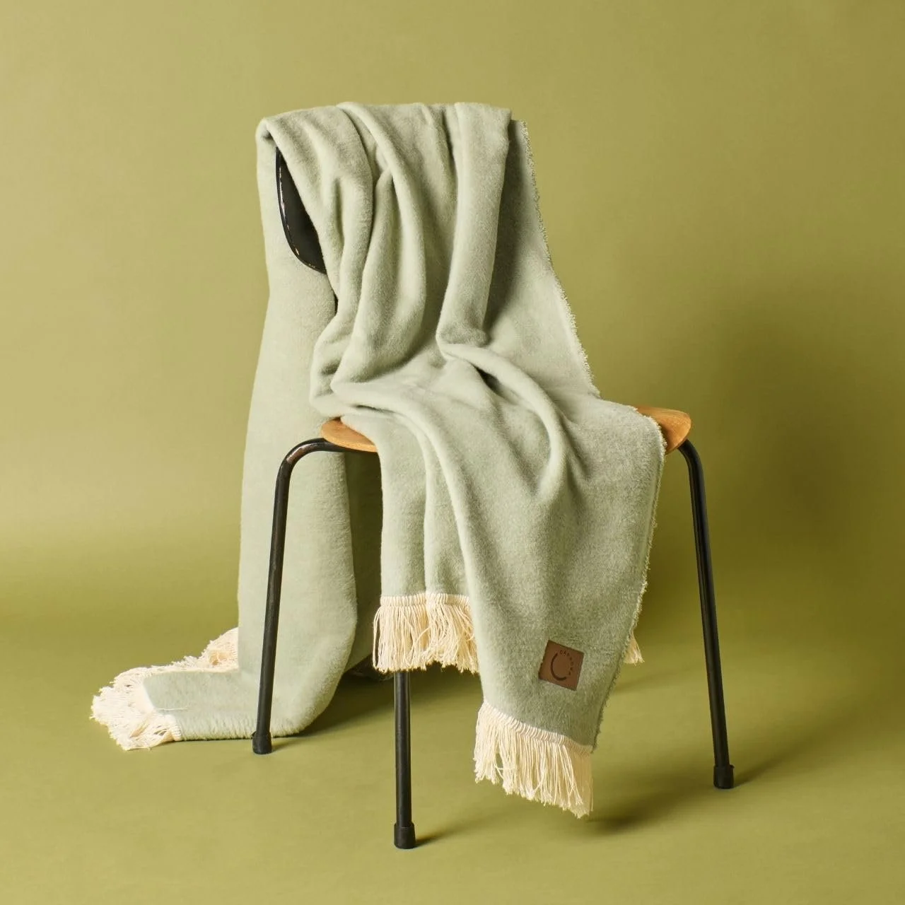 Плед caracda Бавовняний 100% Organic Cotton - Extra Soft & Scratch-Free 150 x 200 см (салатовий з бахромою), фото №4