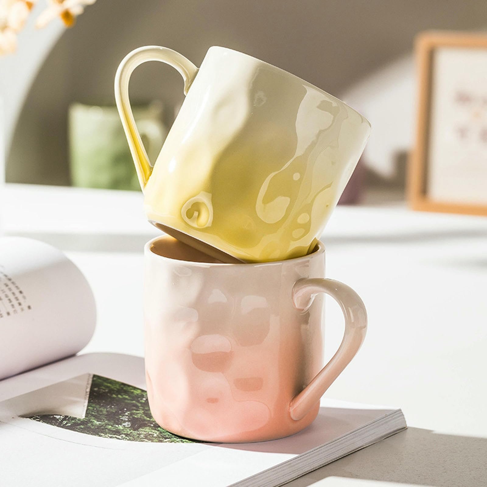 Керамічна чашка 300 мл, креативний сніданок, градієнт, кремово-жовтий, фото №3 Керамічна чашка 300 мл, креативний сніданок, градієнт, кремово-жовтий, фото №3