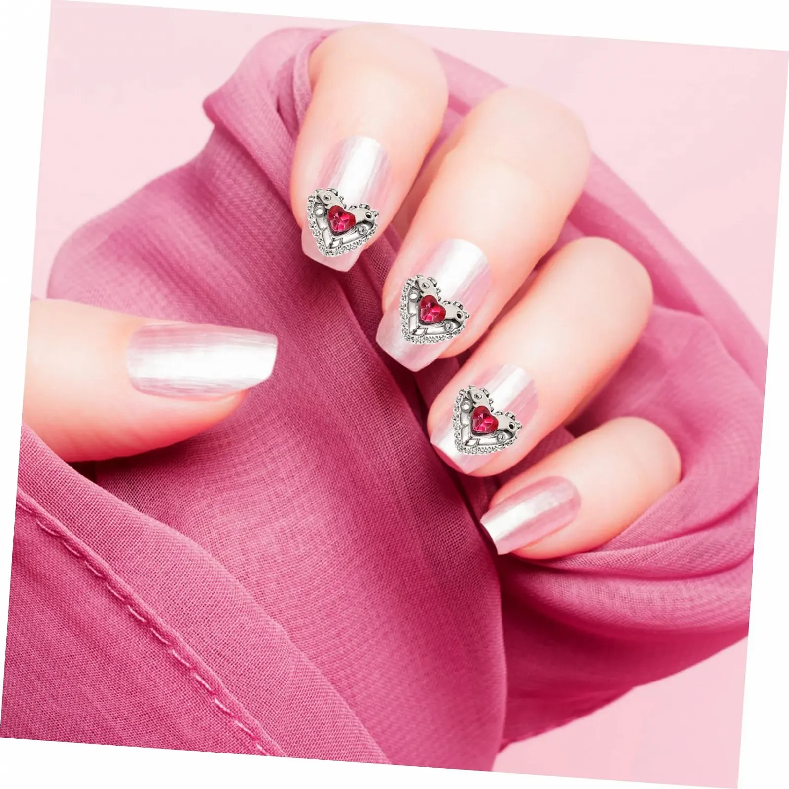 Підвіски для нігтів FRCOLOR 25 шт. Сердечка, маленькі стрази для жінок, фото №3