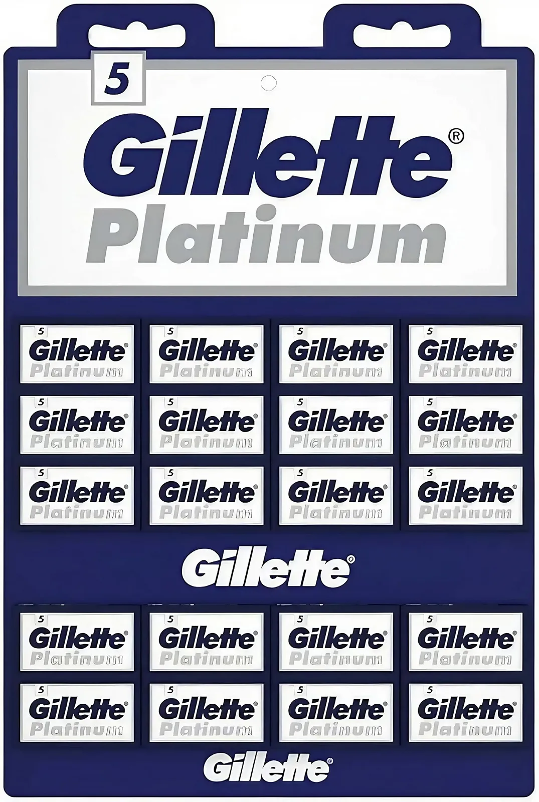 Лезвия для безопасной бритвы Gillette Platinum 100 шт. (20 диспенсеров по 5 шт.), фото №1 Лезвия для безопасной бритвы Gillette Platinum 100 шт. (20 диспенсеров по 5 шт.), фото №1