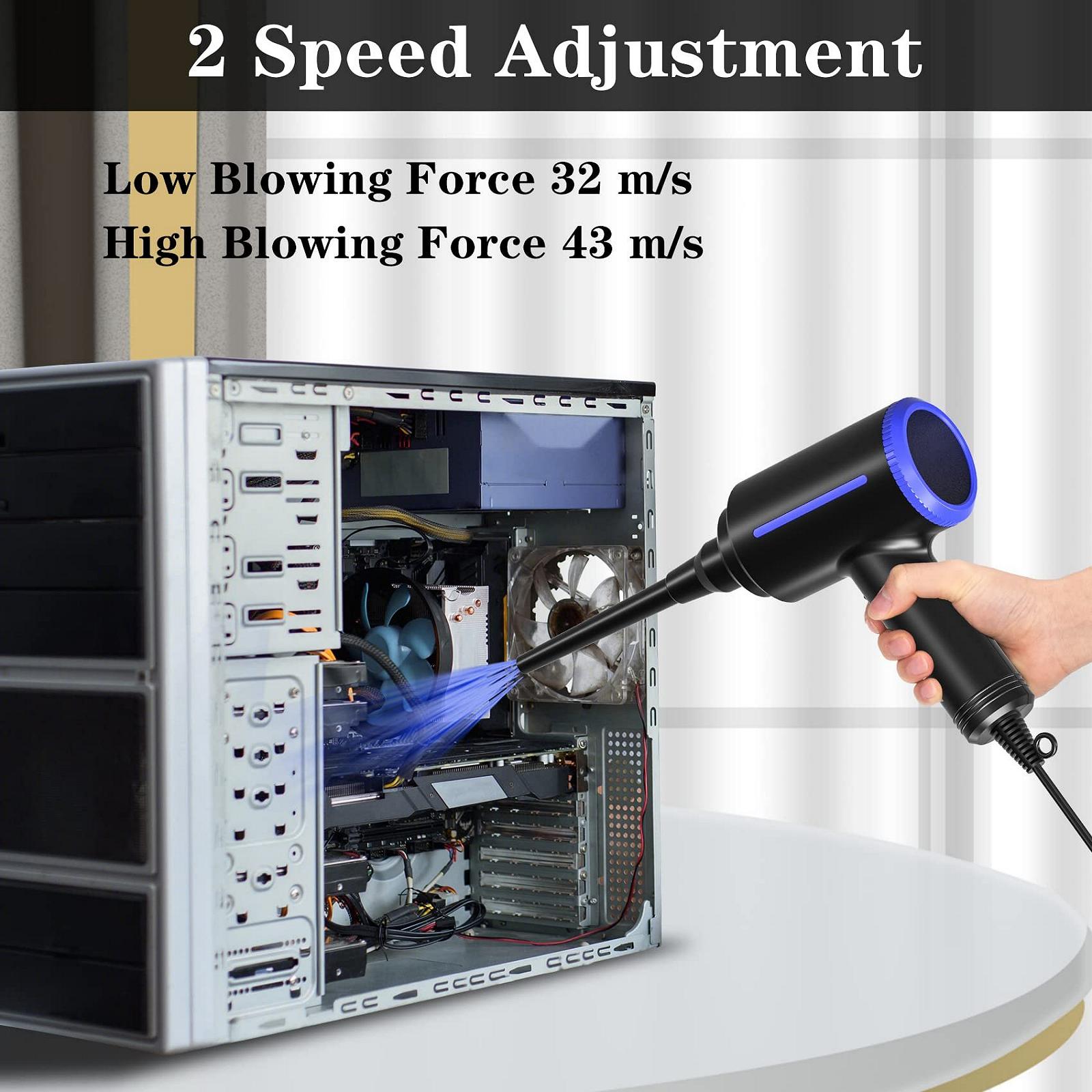 Электрический воздуходувка ATEngeus 500 Вт 2 скорости для чистки ПК и офиса, фото №2