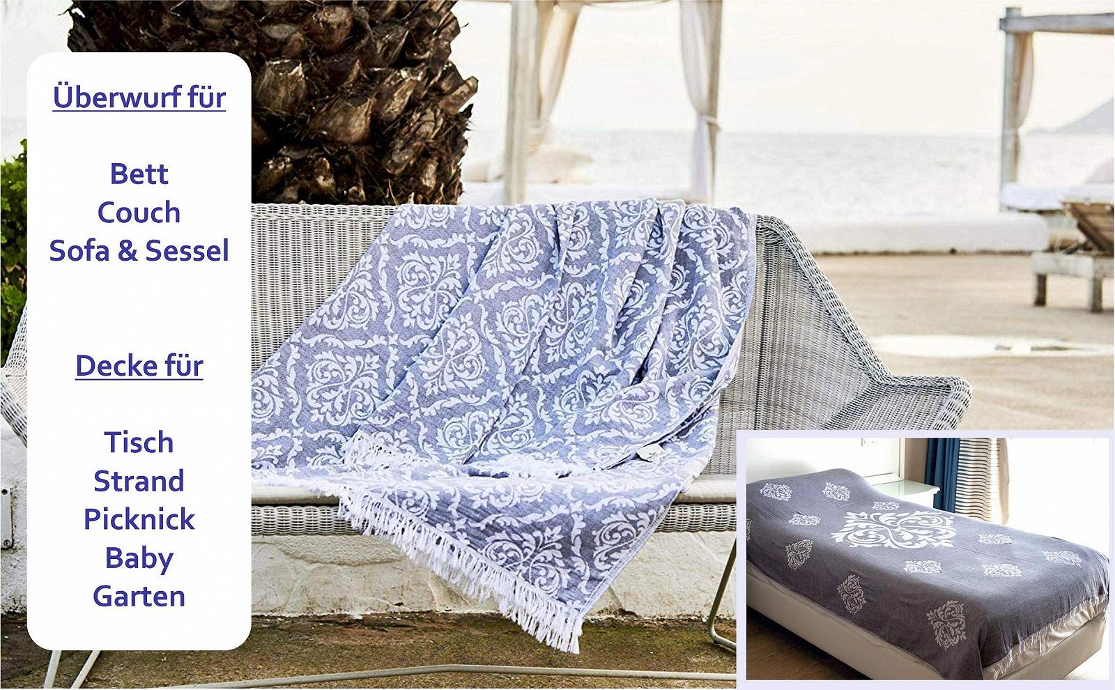 Покривало Carenesse Baroque Сіро-білий, 180 x 220 см, 100% бавовна, двостороннє, високоякісне жакардове плетіння, попередньо випране, фото №2 Покривало Carenesse Baroque Сіро-білий, 180 x 220 см, 100% бавовна, двостороннє, високоякісне жакардове плетіння, попередньо випране, фото №2