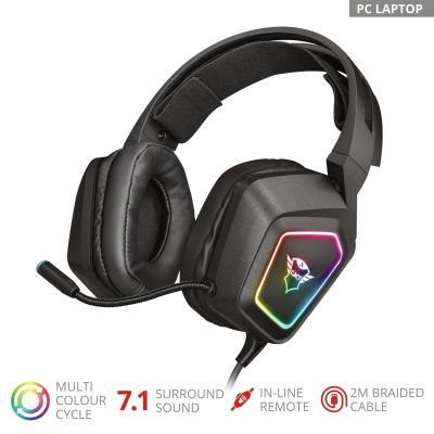 Наушники Trust GXT 450 Blizz RGB 7.1 Surround Gaming Headset BLACK 23191, фото №2