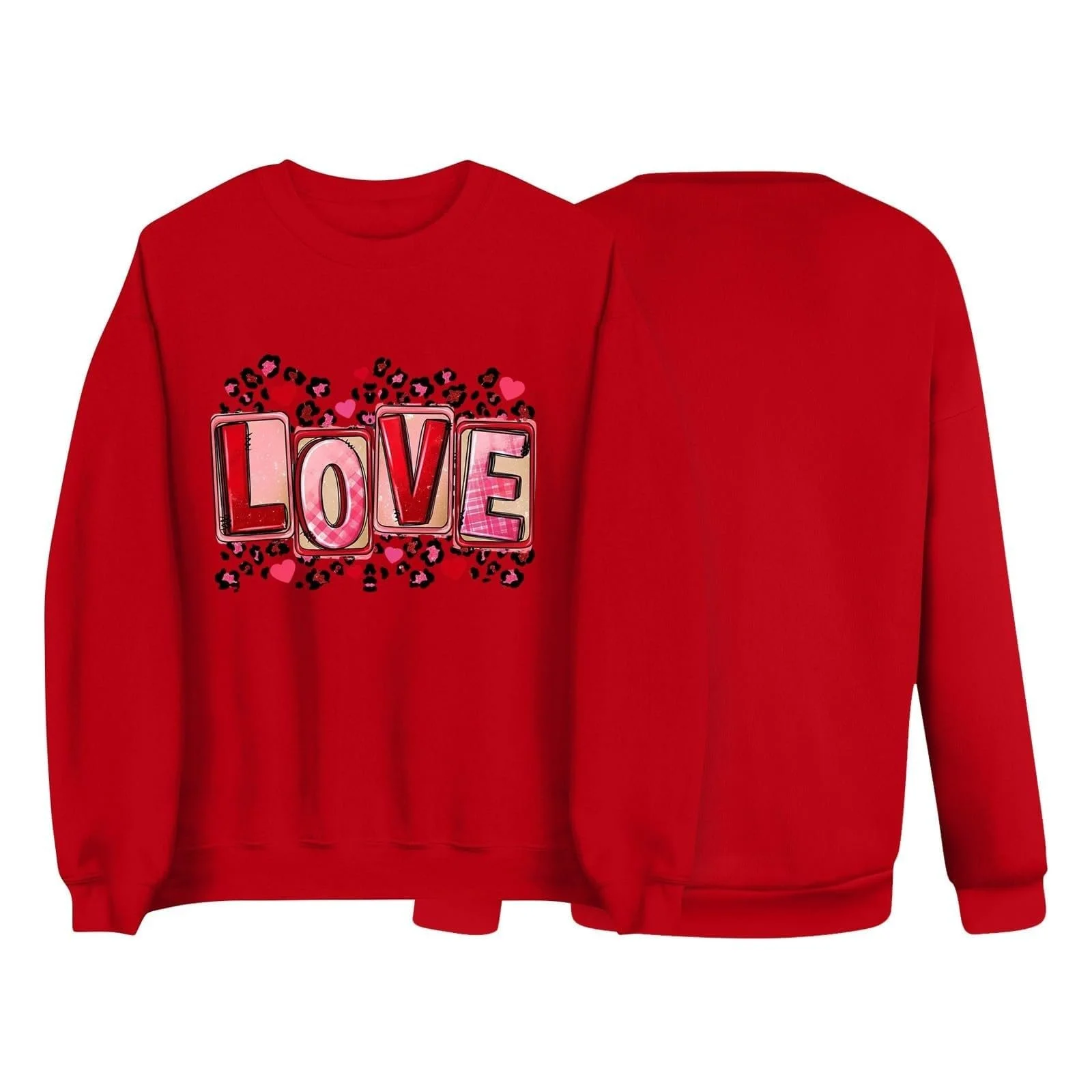 Уютная Женская Толстовка 2025 Рождественский Стиль День Святого Валентина Женский Пуловер Толстовка Круглый Вырез Узор Любви Толстовка Длинный Рукав Повседневный Универсальный, фото №3