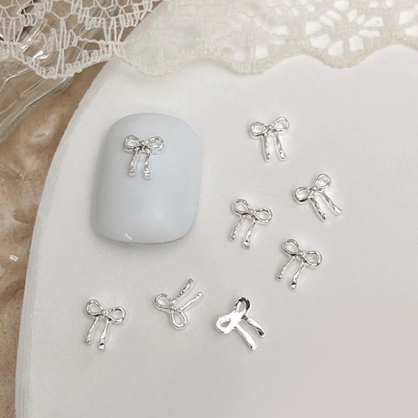 3D Підвіски для нігтів Металеві Бантики. Прикраси для нігтів, фото №7