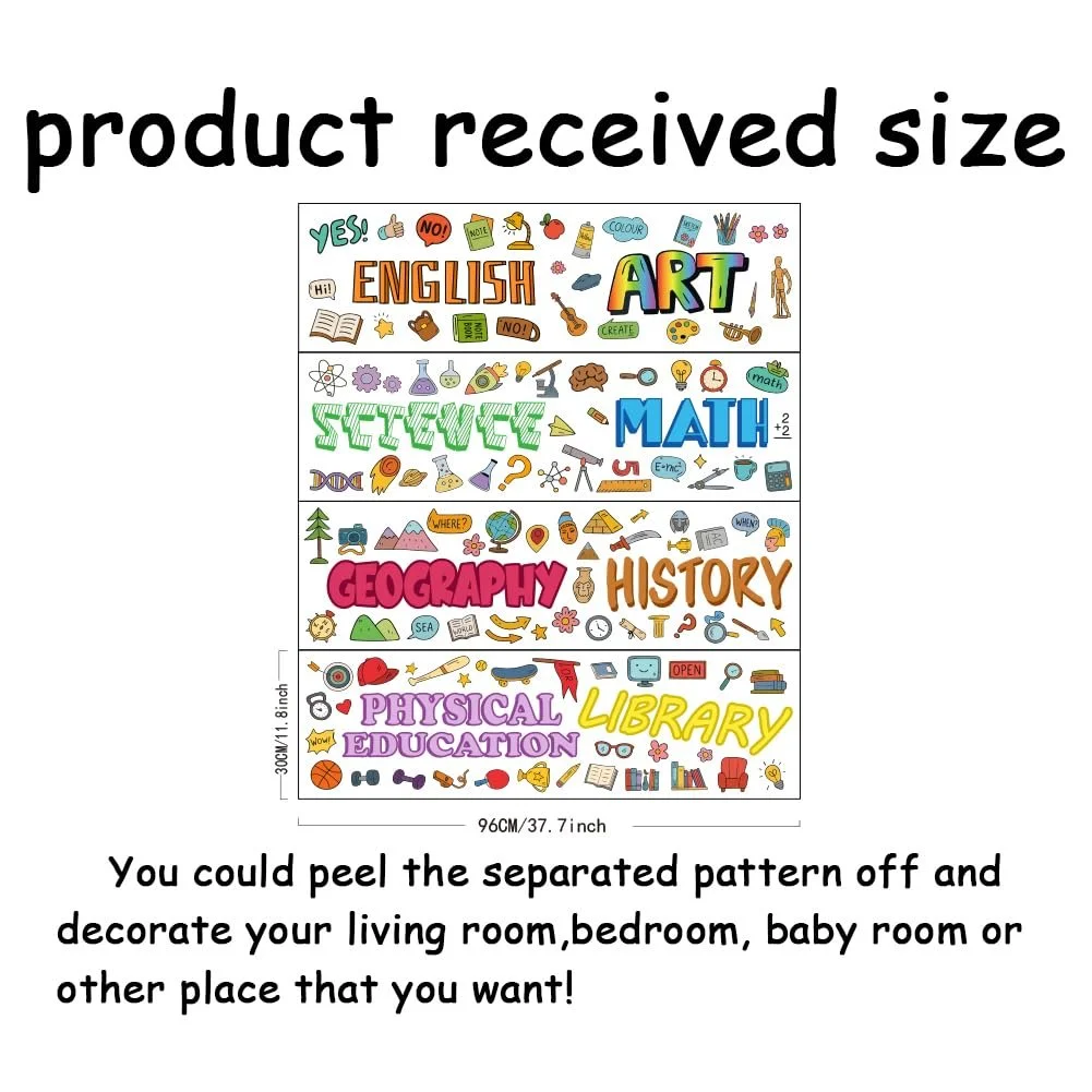 Наклейка на стіну SUPERDANT Навчальні предмети плакат для класу знімна 96 x 30 см, фото №2
