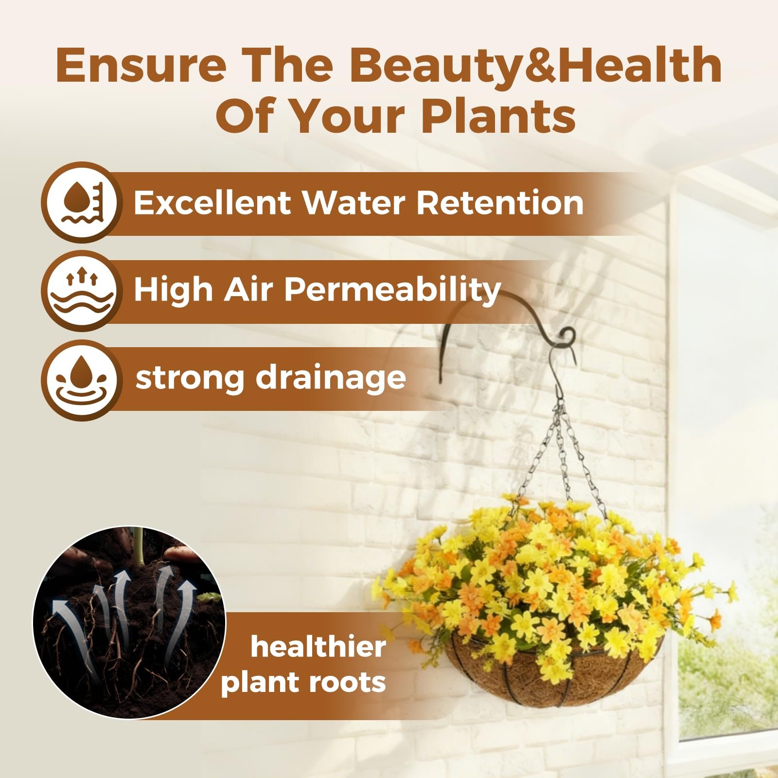 Набір підвісних квіткових горщиків Bamworld 4 шт. 12 дюймів з кокосовим вкладишем, фото №3 Набір підвісних квіткових горщиків Bamworld 4 шт. 12 дюймів з кокосовим вкладишем, фото №3