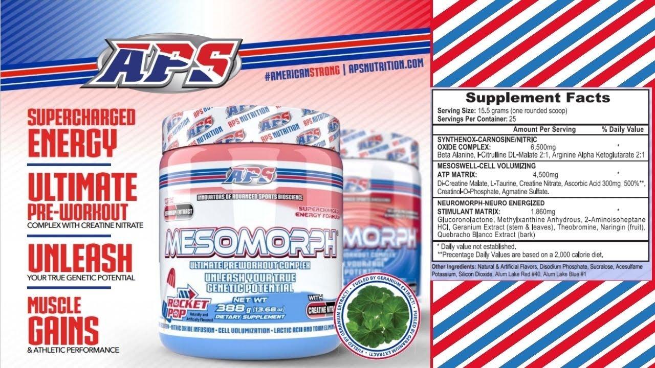 Предтренировочный комплекс Aps Mesomorph 388g ver4 Geranium Extract Strawberry Kiwi, фото №4