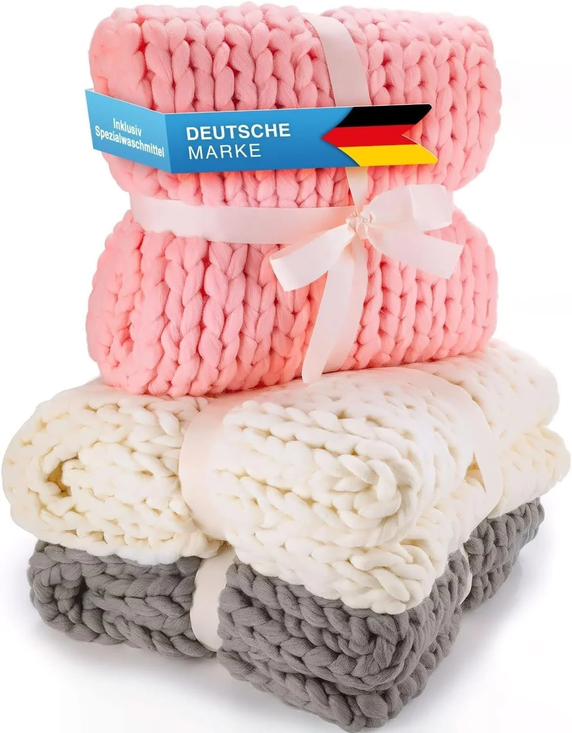 В'язаний Плед Feluna Об'ємний В'язаний Вовняний Плед, В'язане Покривало для вітальні, фото №6