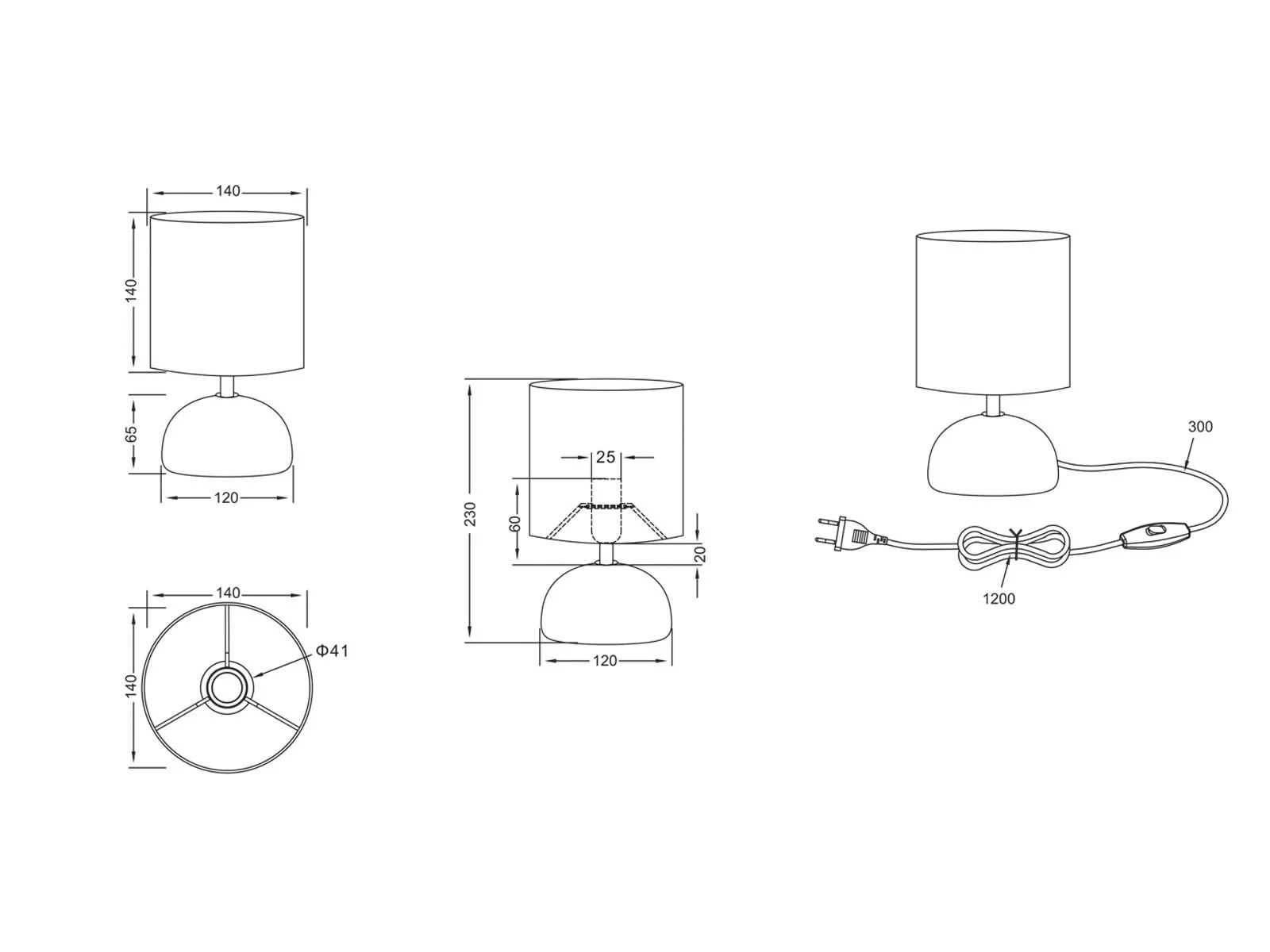 Настільна лампа маленька 23 см з керамічною основою під дерево тканинний абажур бежева, фото №8