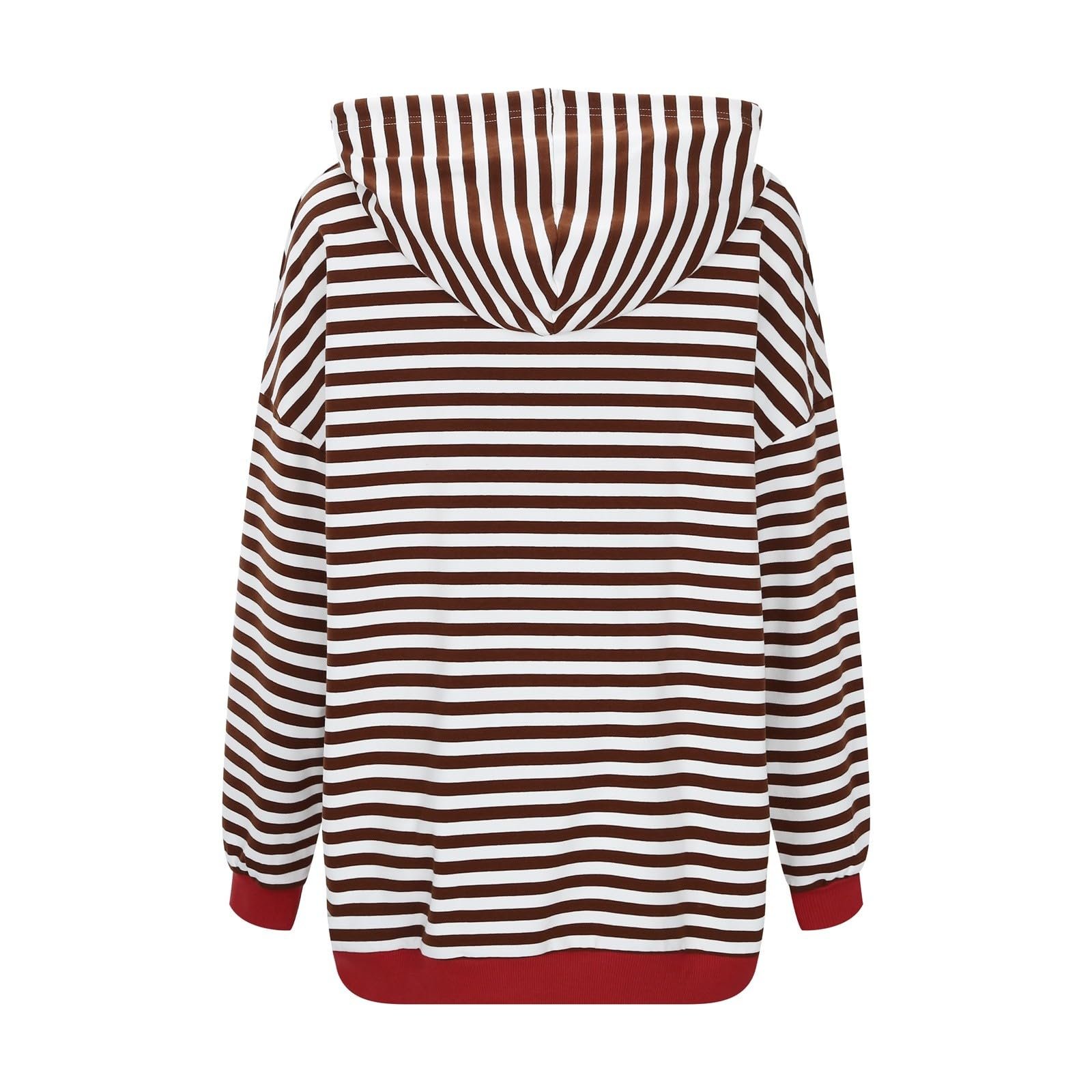 Свитшот Oversize в Полоску Женский, Полосатый Пуловер Женский с Капюшоном, Джемпер с Круглым Вырезом, Полосатый Сине-Белый с Длинным Рукавом Осенний Больших Размеров, фото №4