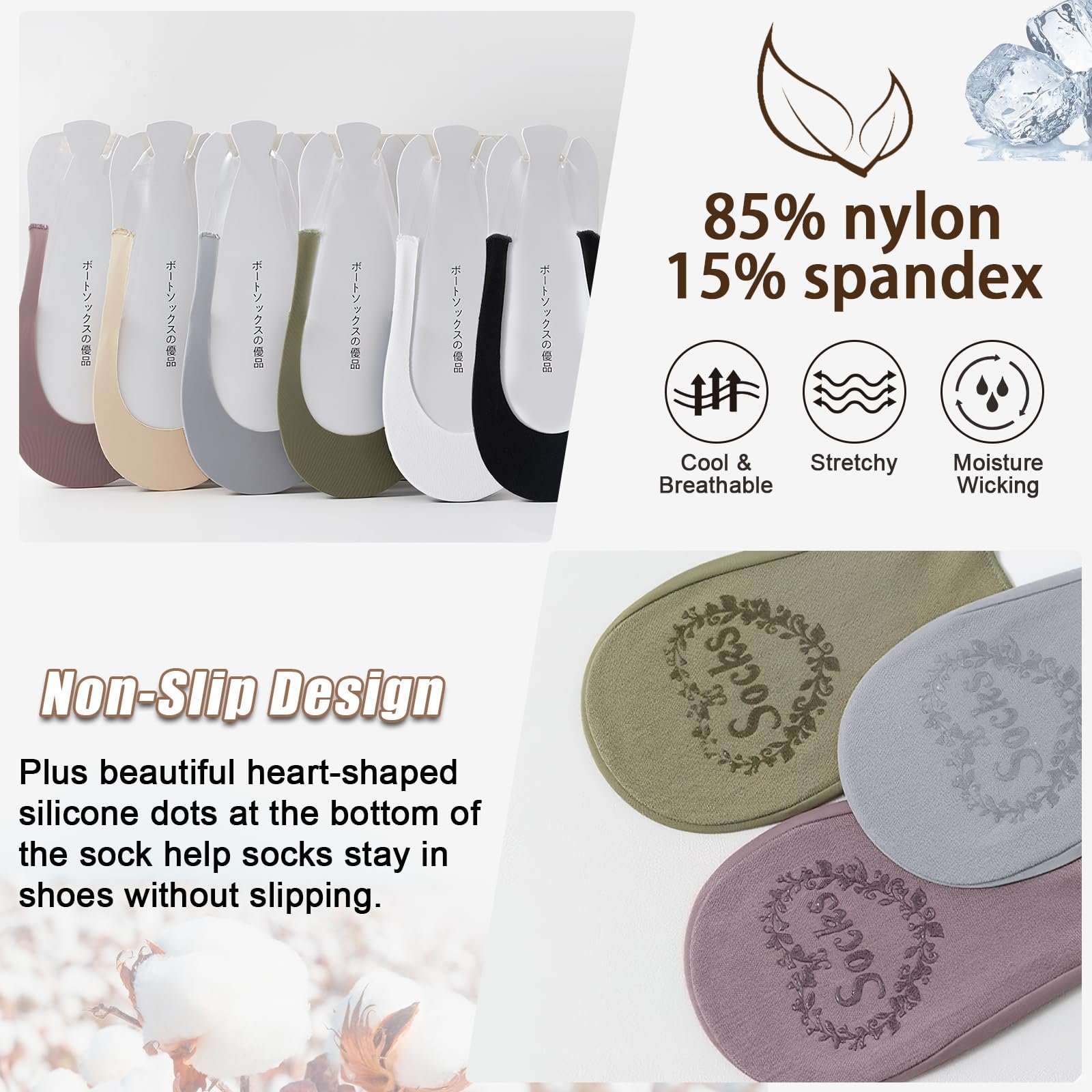 Шкарпетки Підслідники Жіночі для Сандалів та Високих Підборів 35-40 (6 пар), фото №5