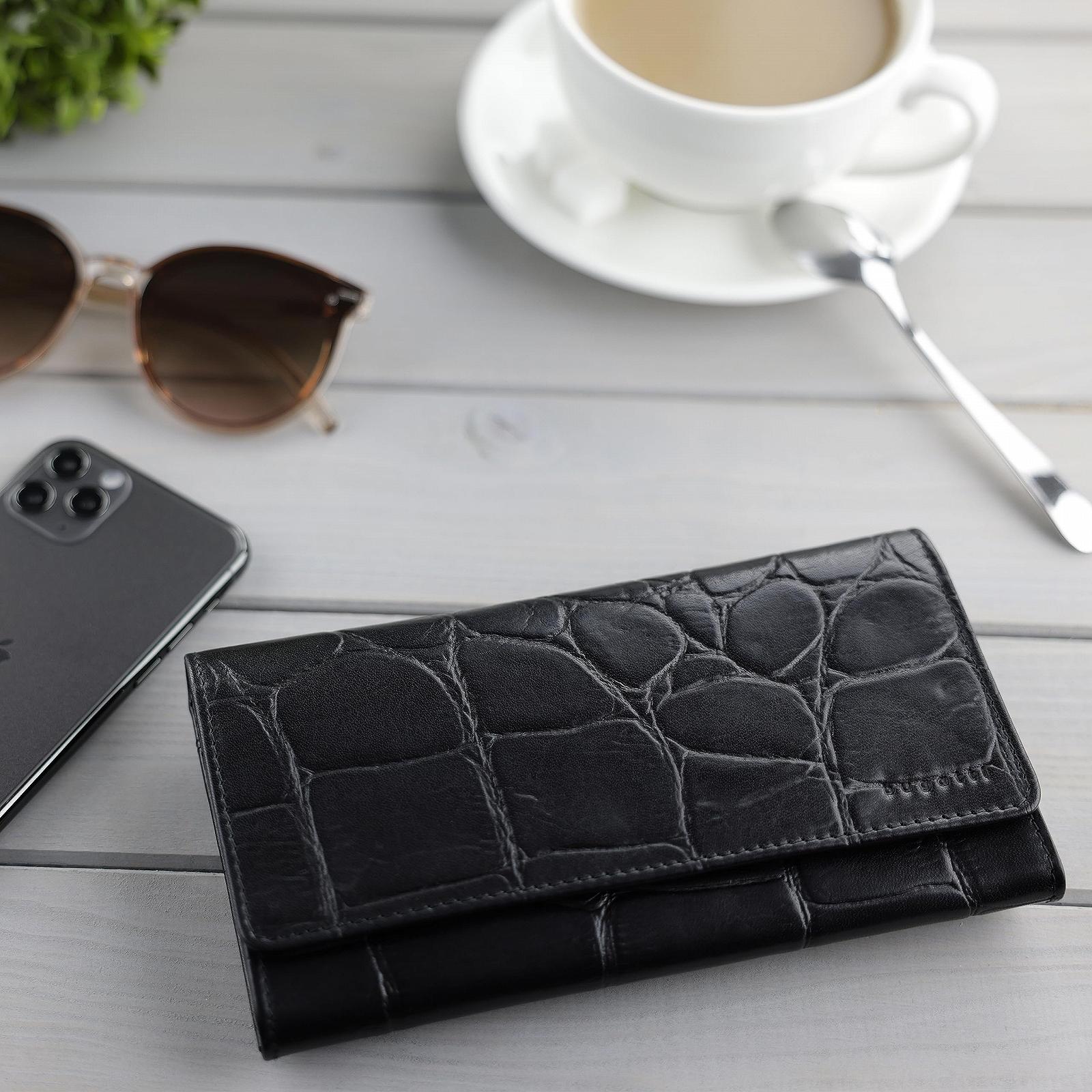 Кошелек Bugatti Nevio Женский Длинный С RFID защитой Croc Look, Cognac, большой, фото №5