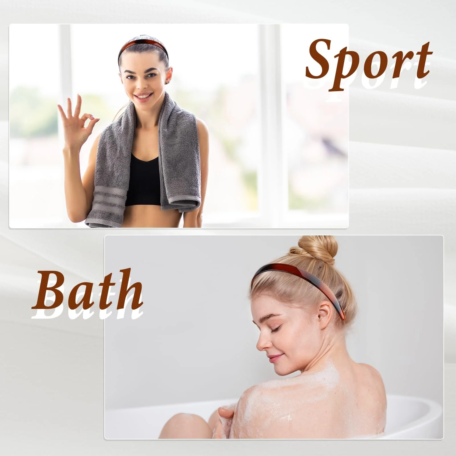 Обруч Пластиковий Подвійний ряд Чорний, Коричневий (набір 2 шт), фото №4