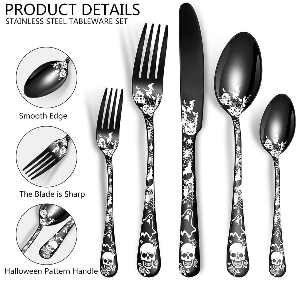 Набор столовых приборов XIAOYU Halloween Skeleton, синий, фото №2 Набор столовых приборов XIAOYU Halloween Skeleton, синий, фото №2