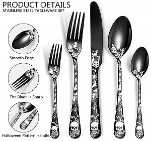 Набір столових приборів XIAOYU Halloween Skeleton для 4 осіб, набір з нержавіючої сталі, 20 предметів synthetic.ua - Фото 1