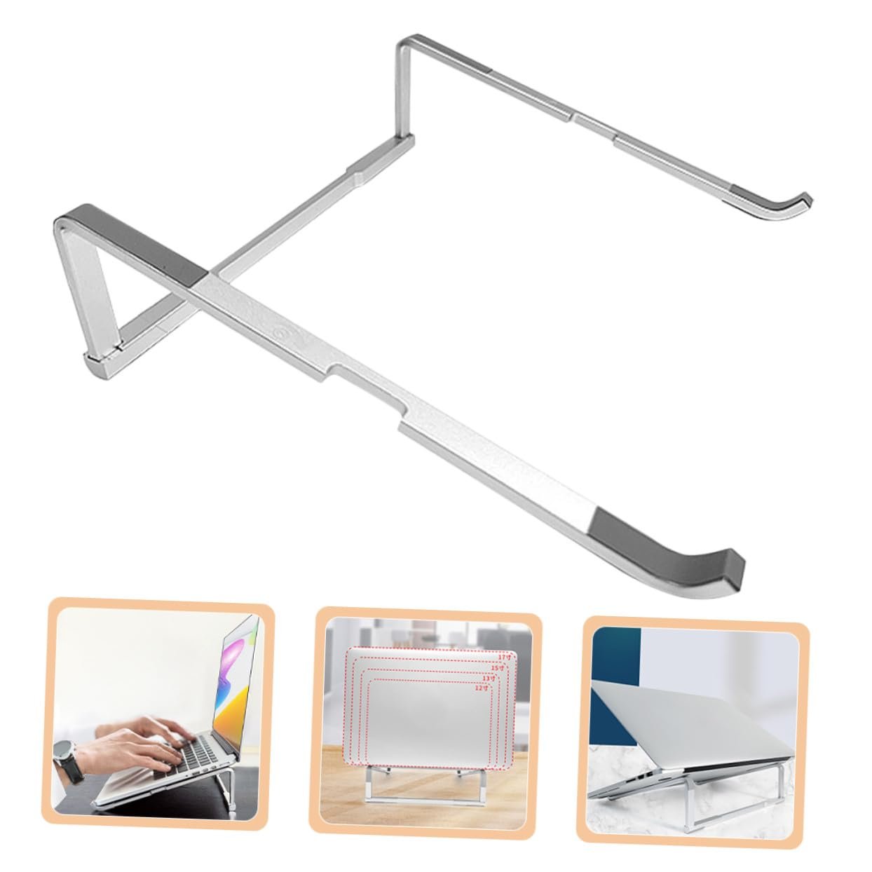 Подставка для ноутбука складная Алюминиевый сплав Портативная Легкая Настольная подставка для различных ноутбуков Компактная Серебряная, фото №8