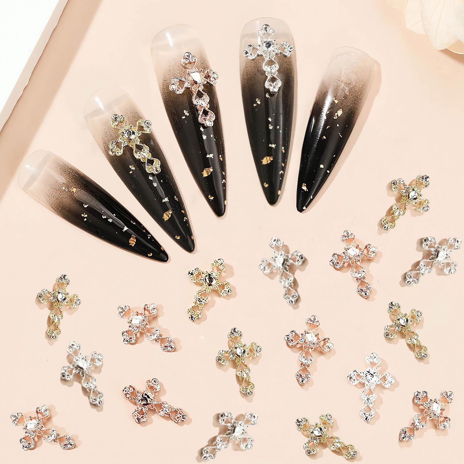Набор украшений для ногтей, 30 шт, BTIYMU, камни для ногтей, розовое золото, крест, 3D, блестки, серебро, золото, серебряный крест, золотые украшения, маленькие ювелирные изделия, фото №7