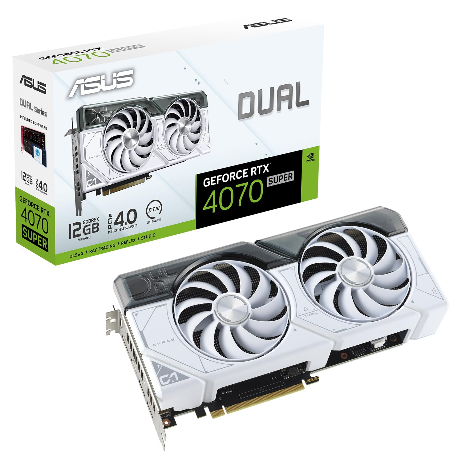 Графическая карта ASUS Dual GeForce RTX 4070 Super White Edition 12GB GDDR6X белая, фото №1