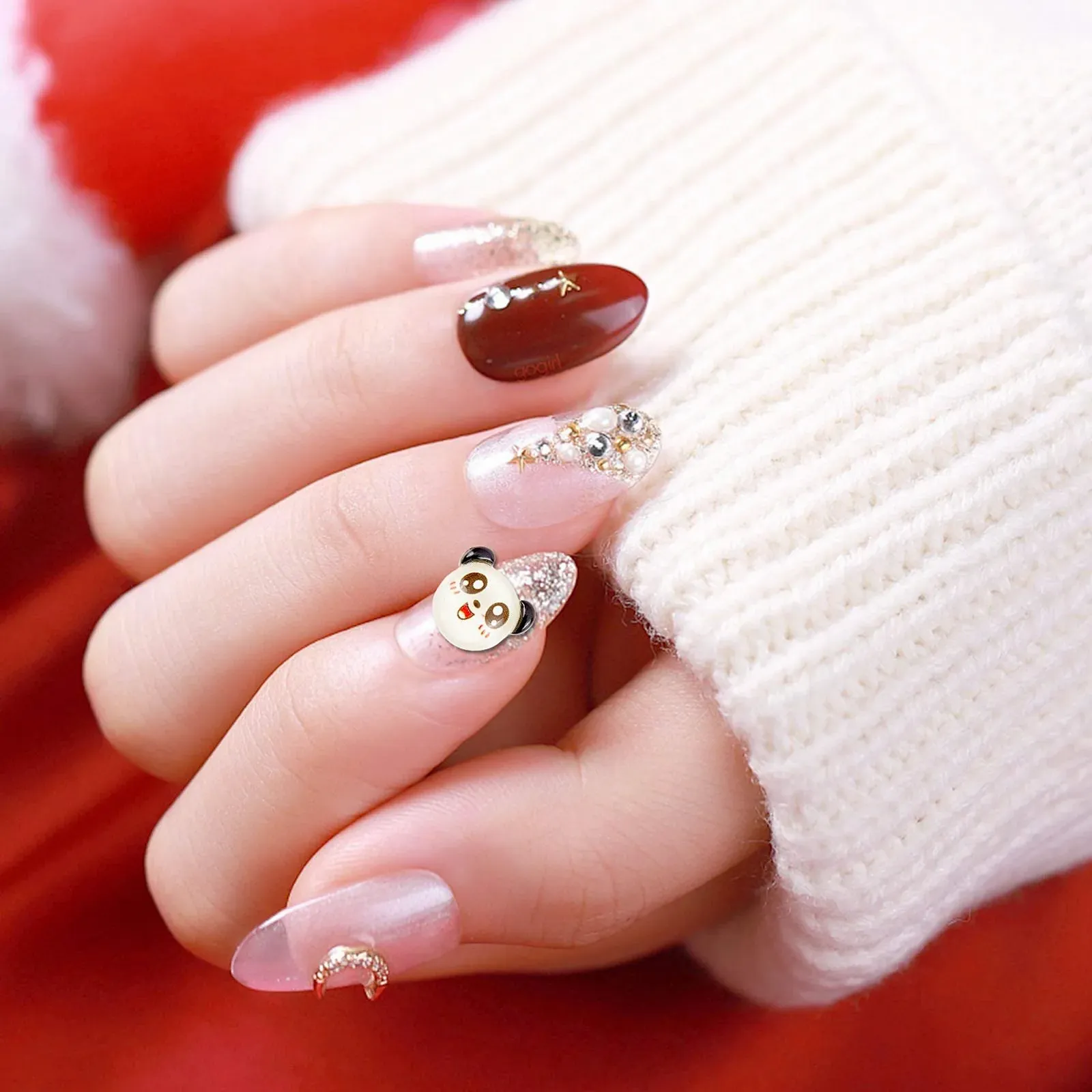 3D Стразы для ногтей NICENEEDED Панда 30 шт. Камни для DIY дизайна ногтей, фото №5