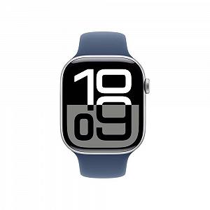 Смарт-годинник Apple Series 10 (GPS 46мм) Алюмінієвий корпус сріблястий, спортивний ремінець денім (M/L) synthetic.ua - Фото 1