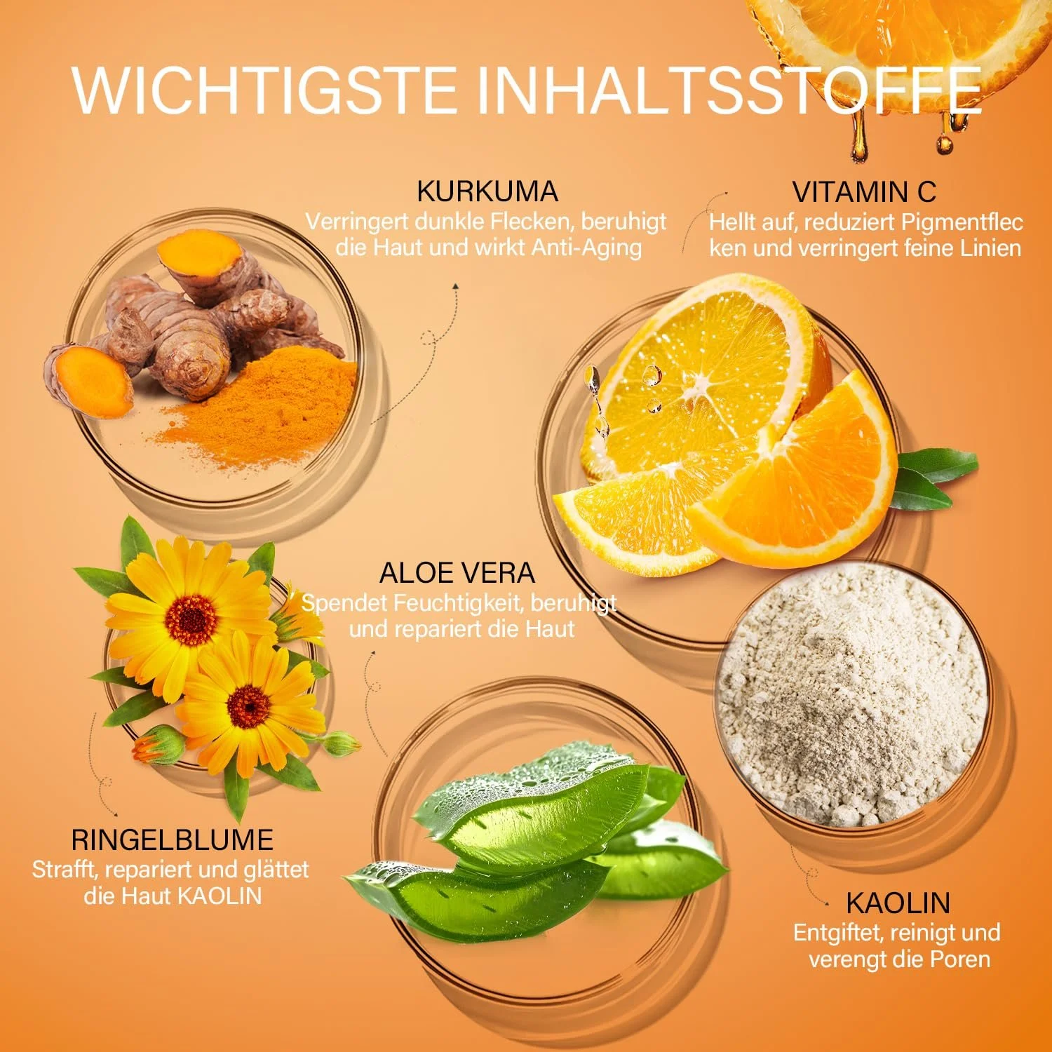 Маска Глина Куркума Вітамін C для обличчя, фото №3